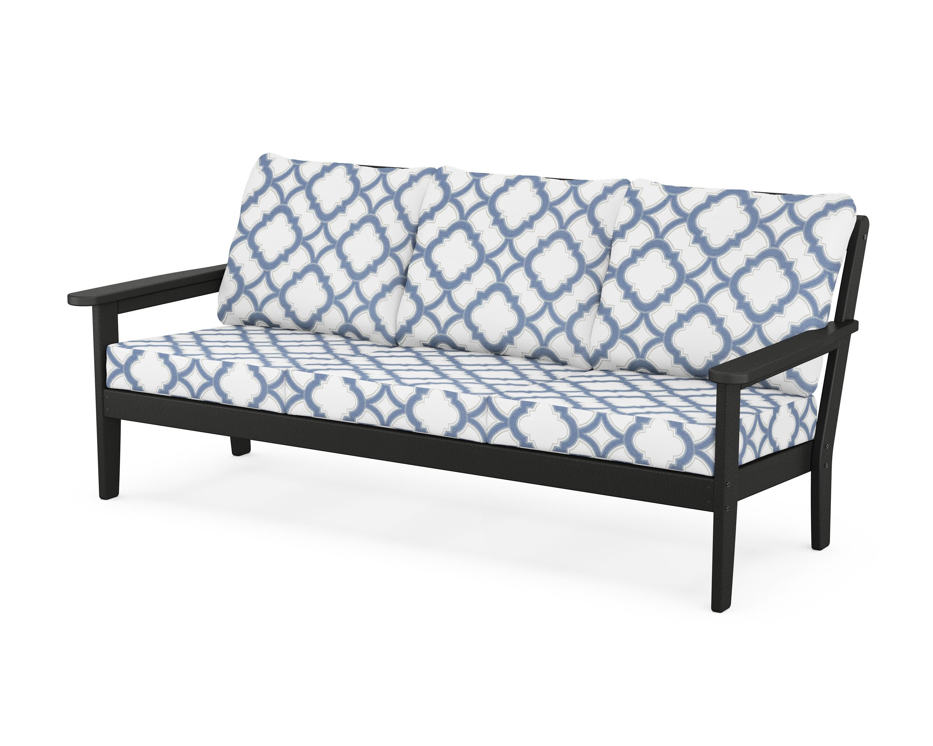 Cottage Deep Seating Sofa in Black / Trellis Sky Blue