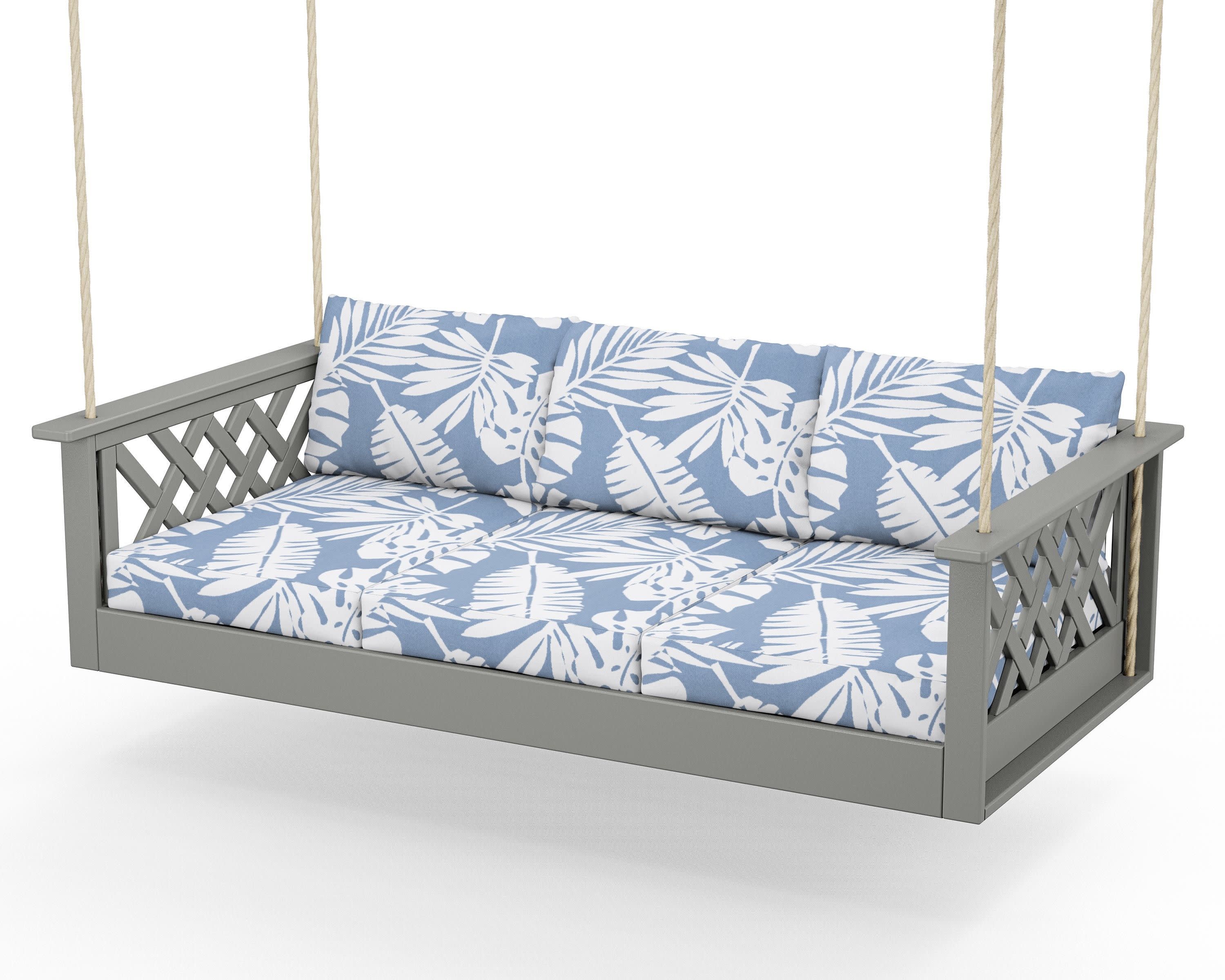 Wovendale Daybed Swing in Slate Grey / Leaf Sky Blue
