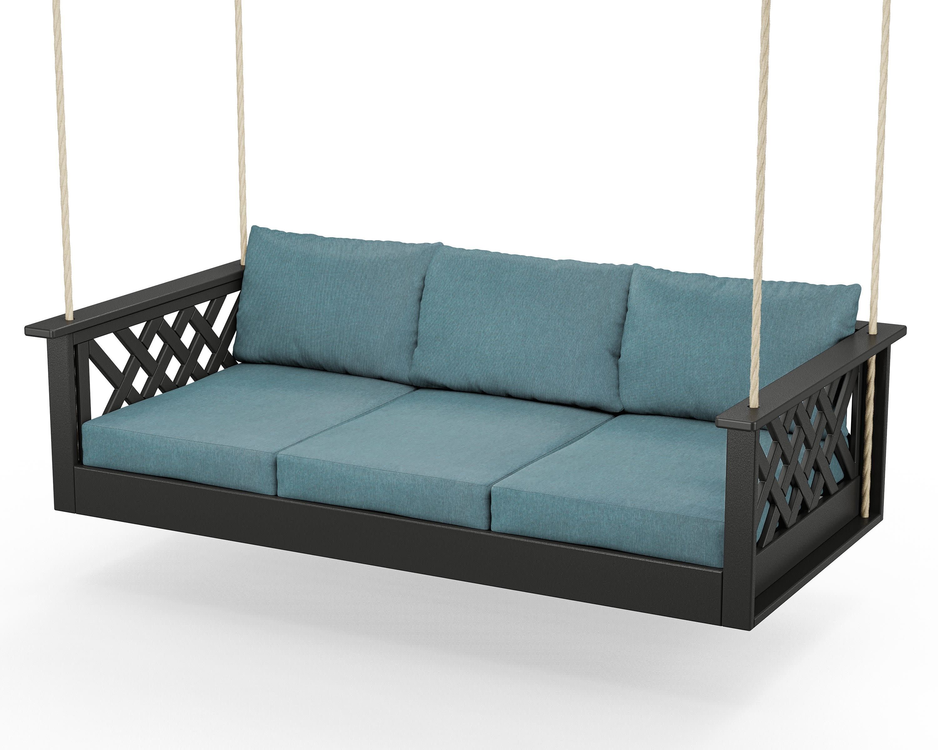 Wovendale Daybed Swing in Black / Ocean Teal