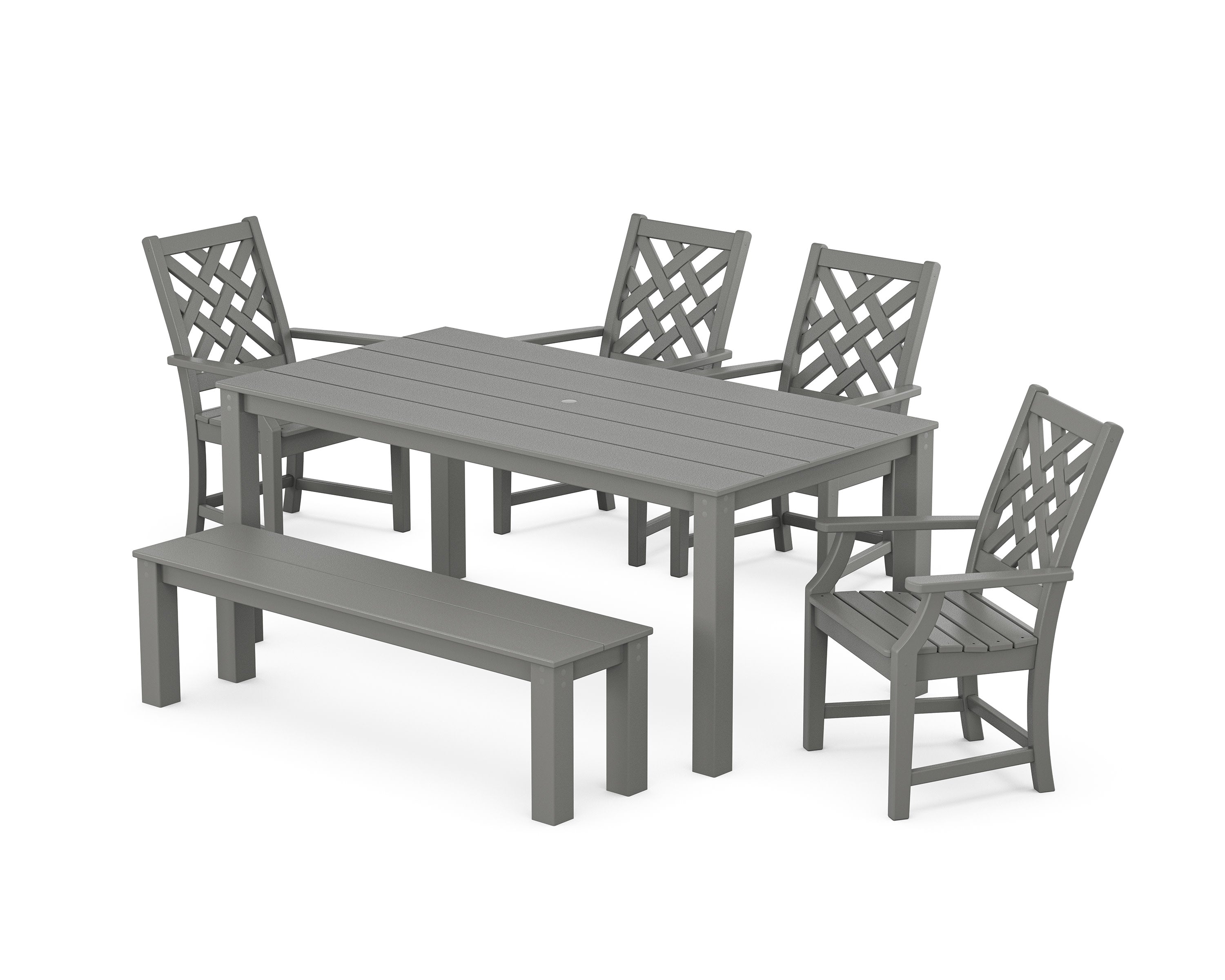 Wovendale 6-Piece Parsons Dining Set with Bench in Slate Grey