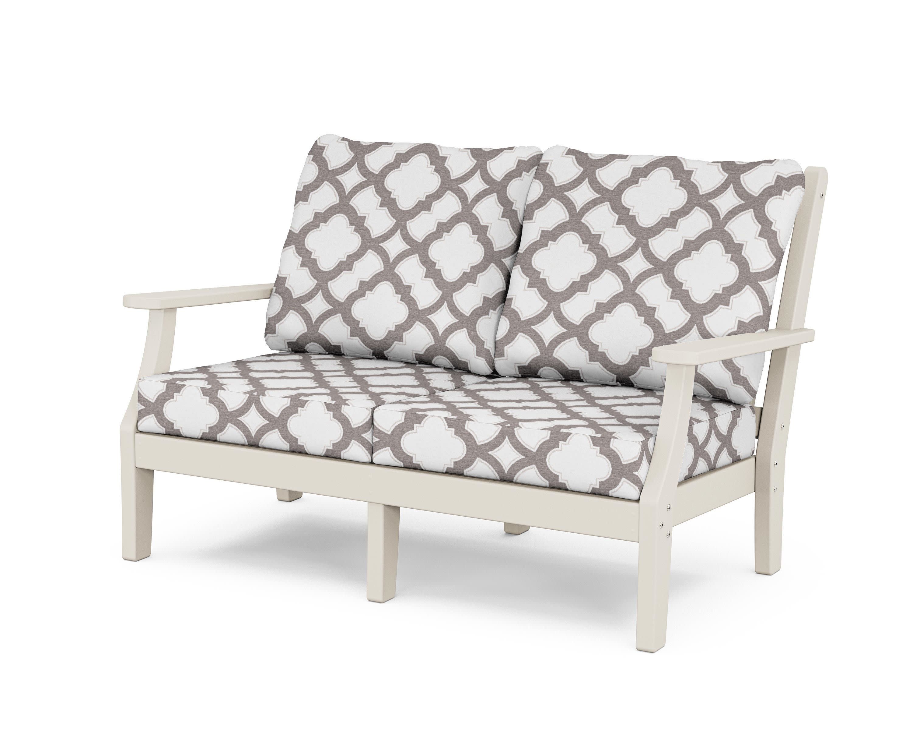 Wovendale Deep Seating Loveseat in Sand / Trellis Grey Mist