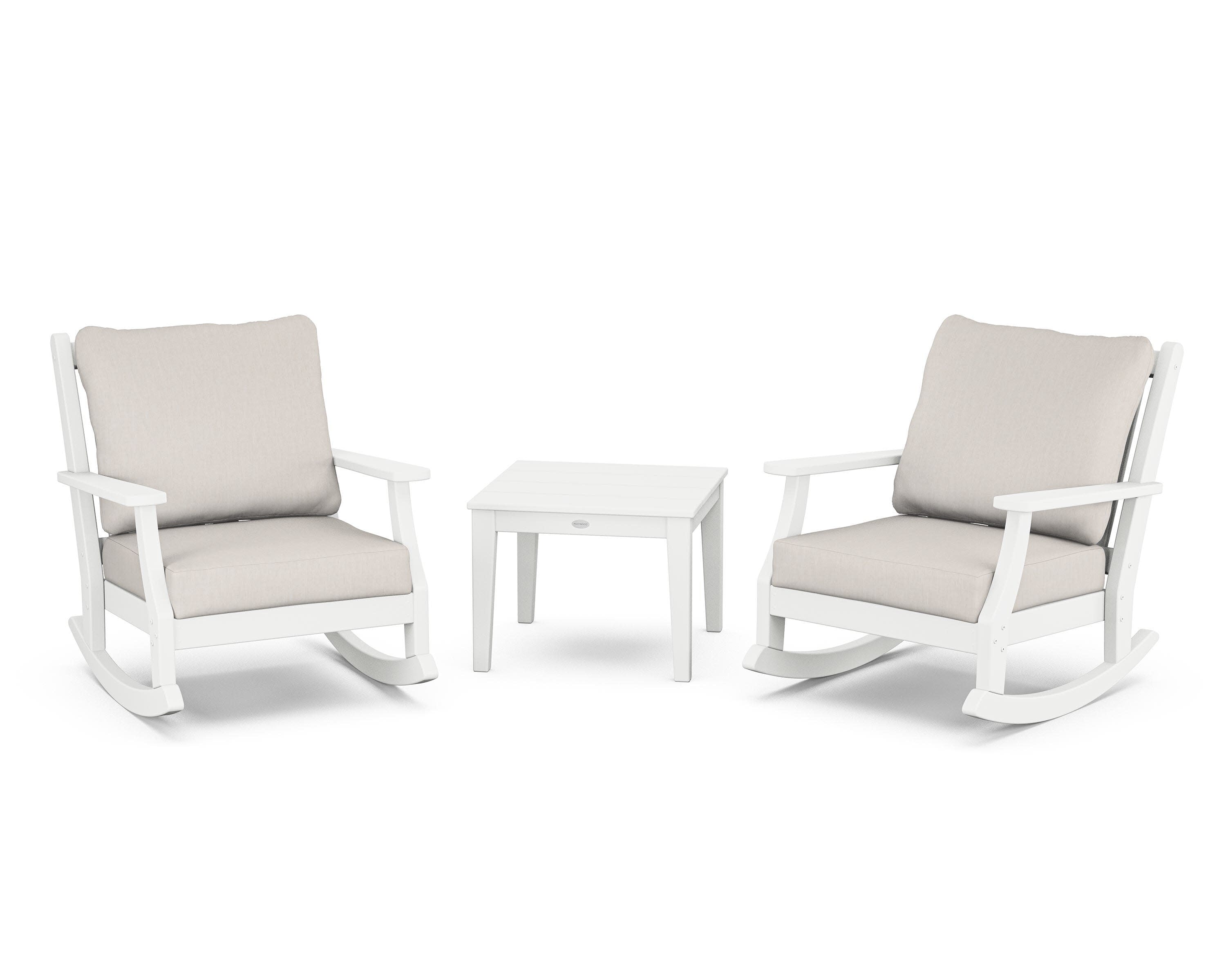 Wovendale 3-Piece Deep Seating Rocker Set in White / Cast Ash