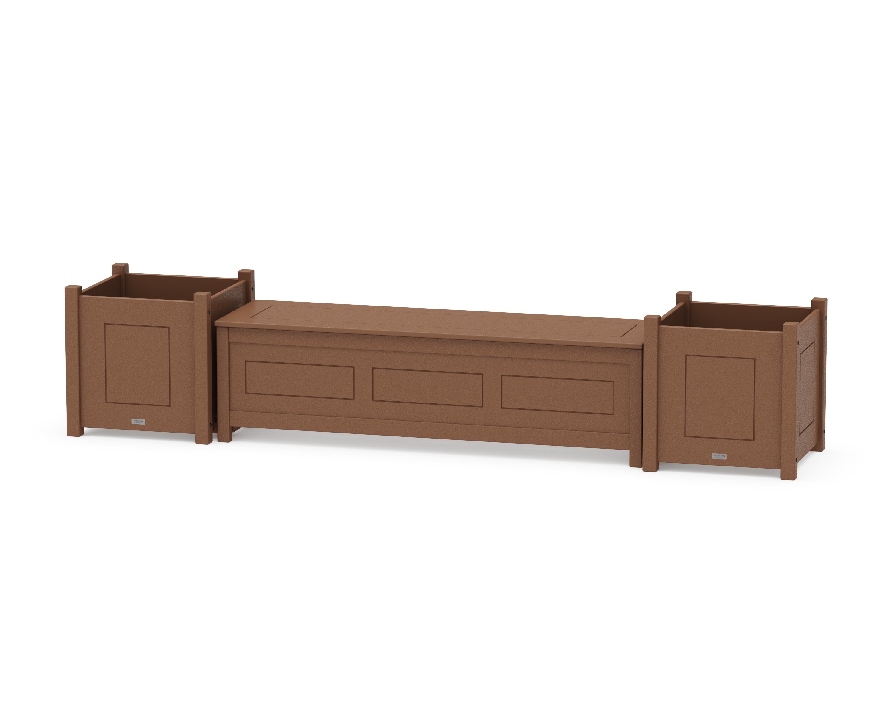 60" Country Living Straight Planter Storage Bench Set- Large in Teak