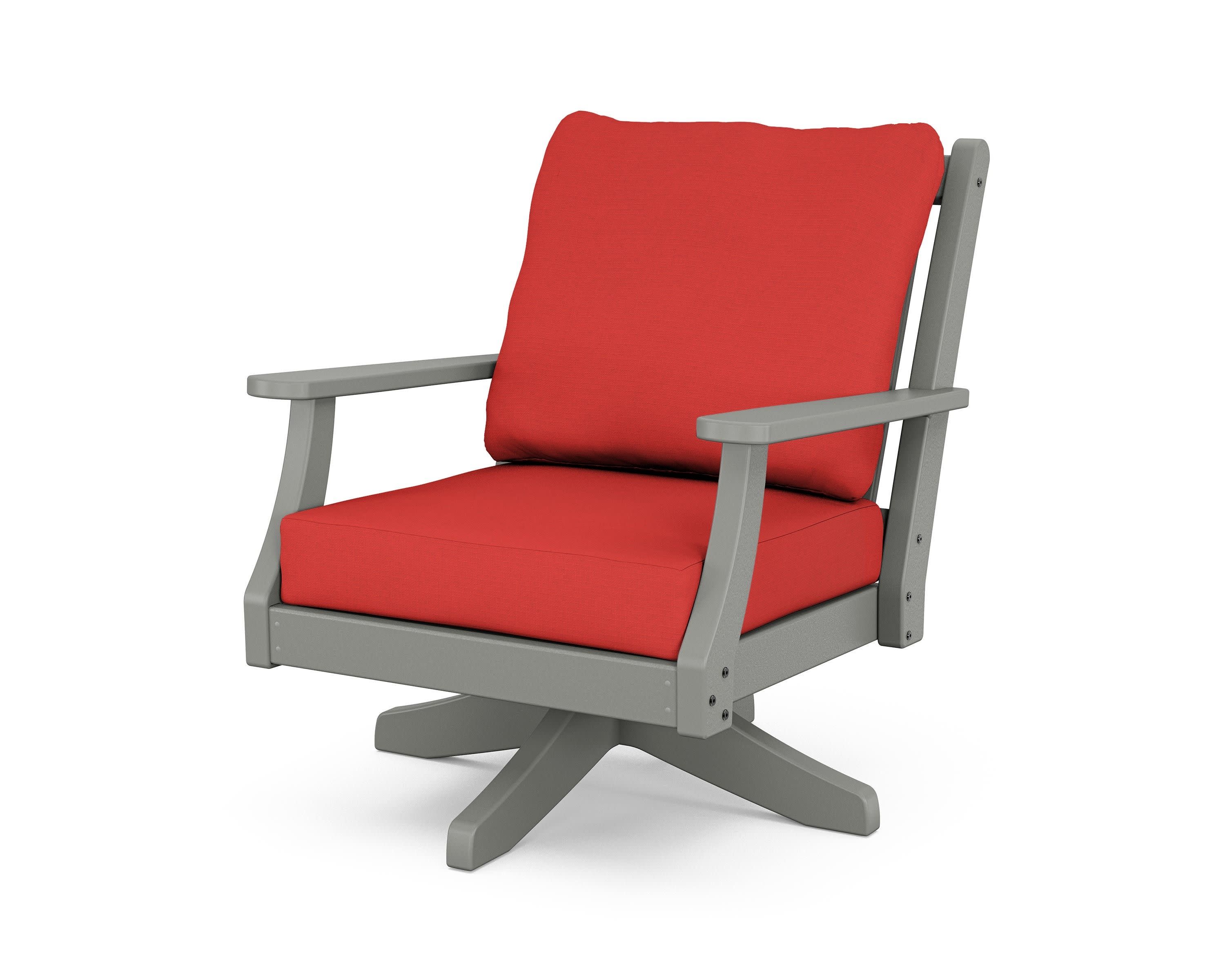 Wovendale Deep Seating Swivel Chair in Slate Grey / Crimson Linen