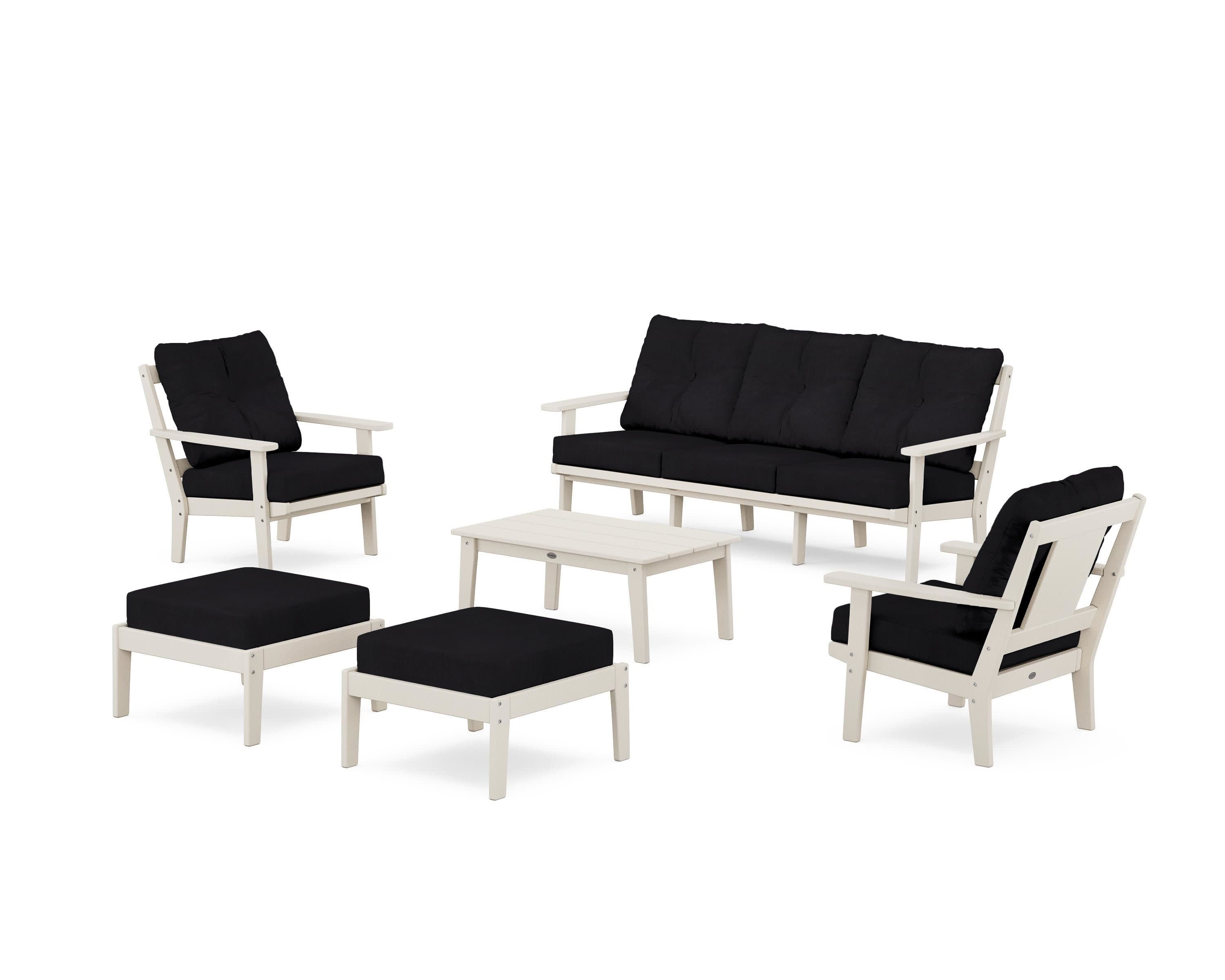 Prairie 6-Piece Lounge Sofa Set in Sand / Midnight Linen