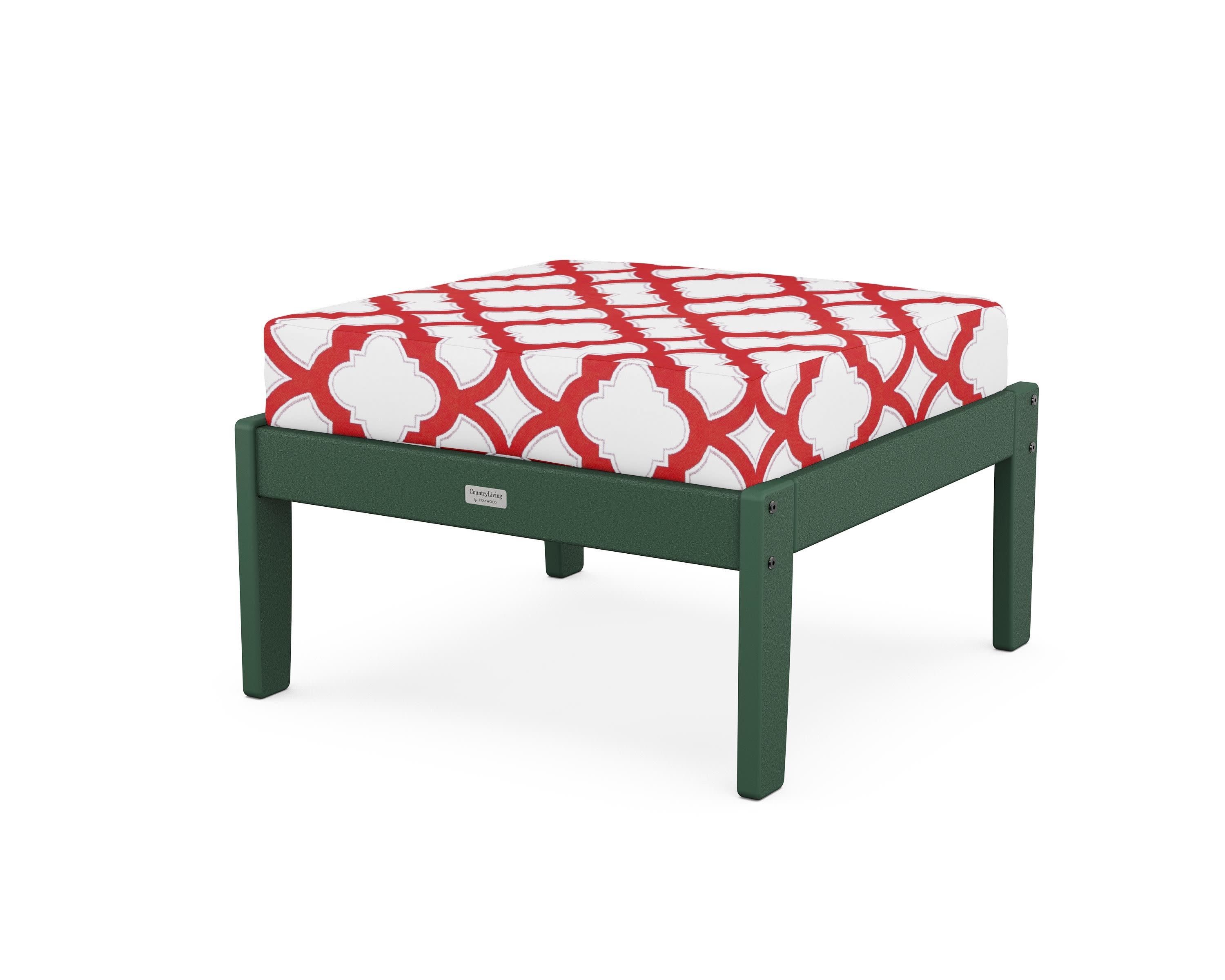 Cottage Deep Seating Ottoman in Green / Trellis Crimson