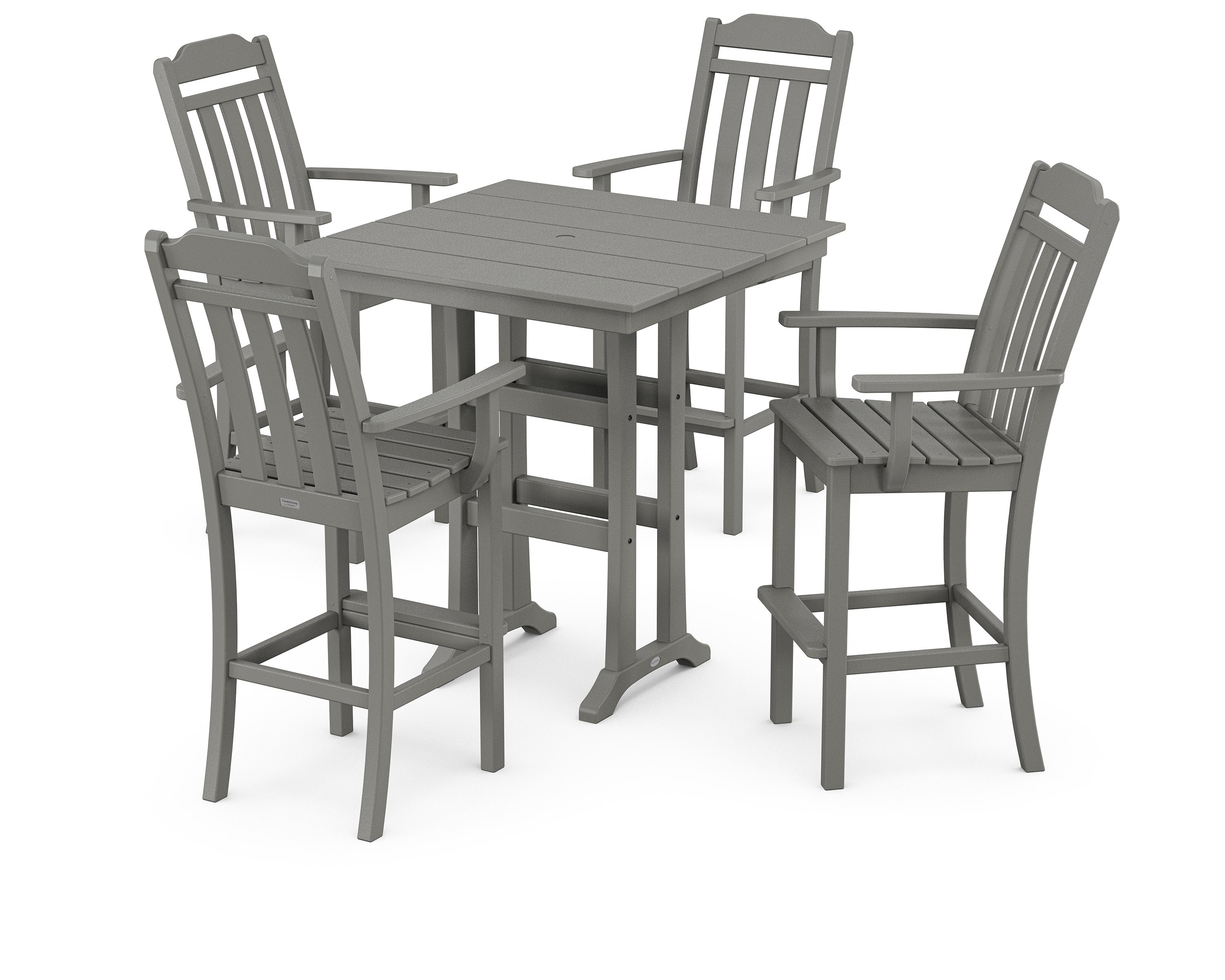 Cottage 5-Piece Farmhouse Bar Set with Trestle Legs in Slate Grey