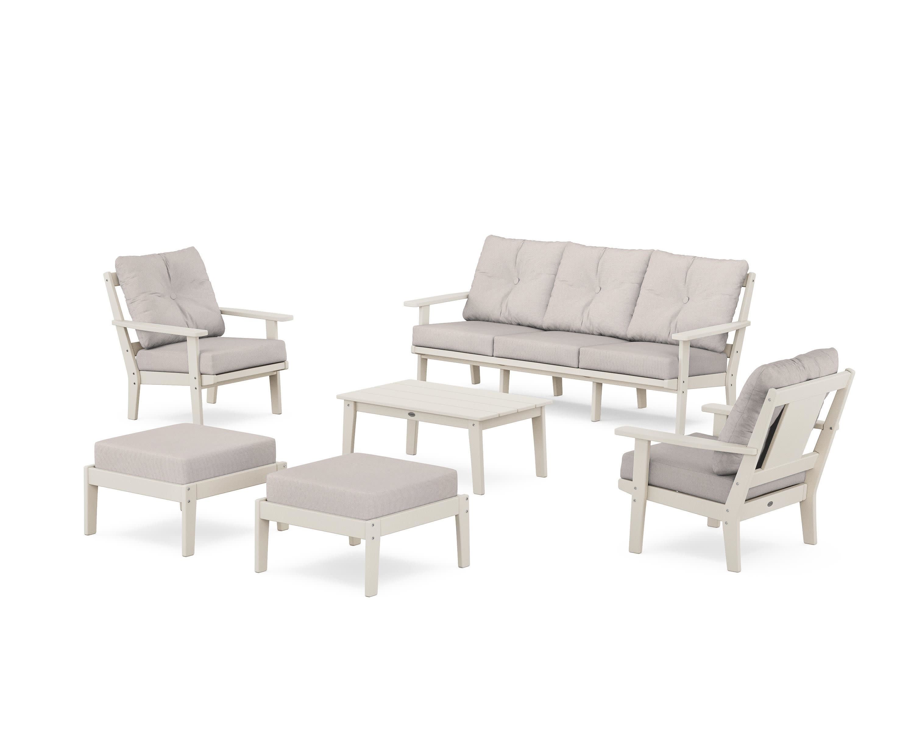 Prairie 6-Piece Lounge Sofa Set in Sand / Dune Burlap