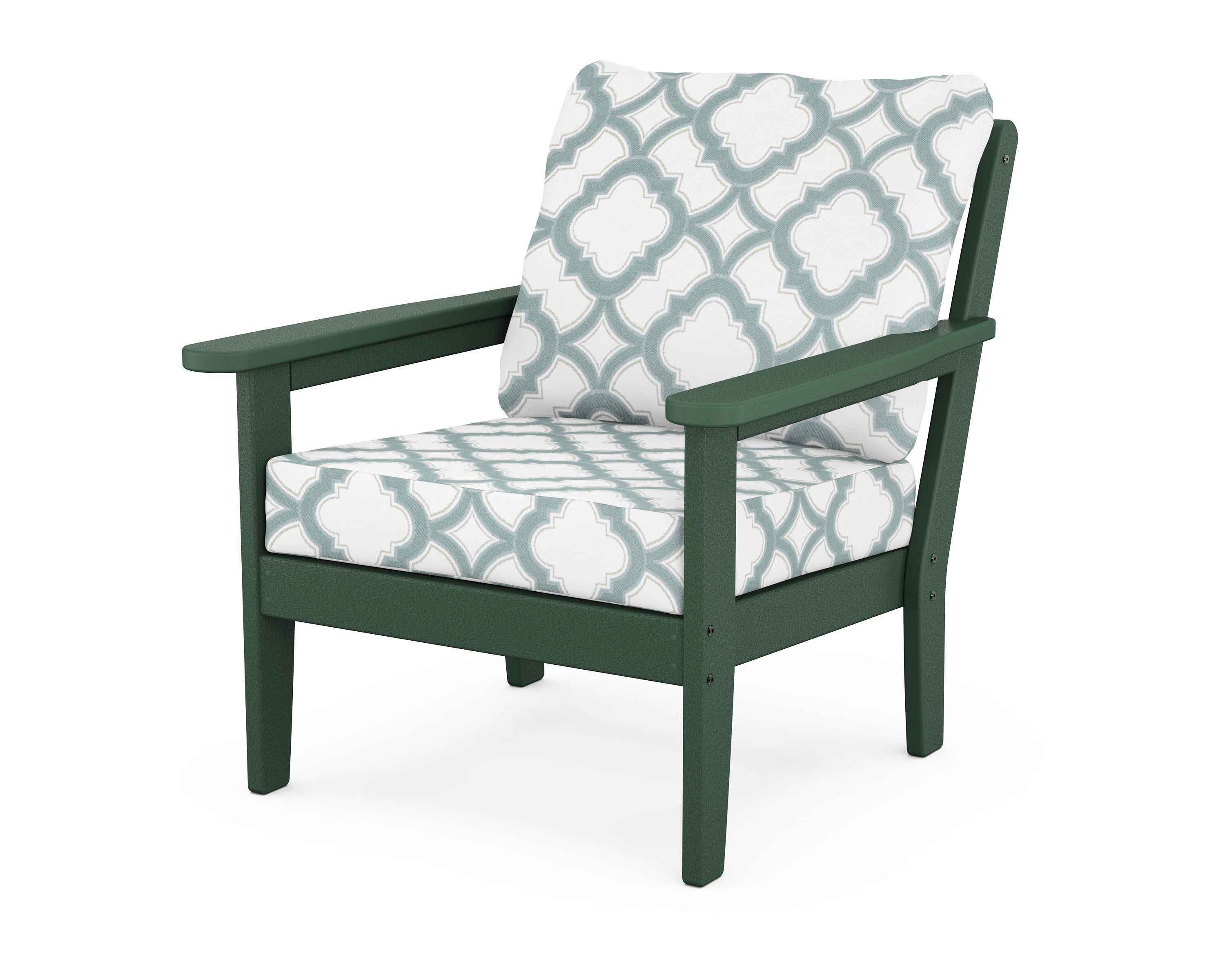 Cottage Deep Seating Chair in Green / Trellis Glacier Spa