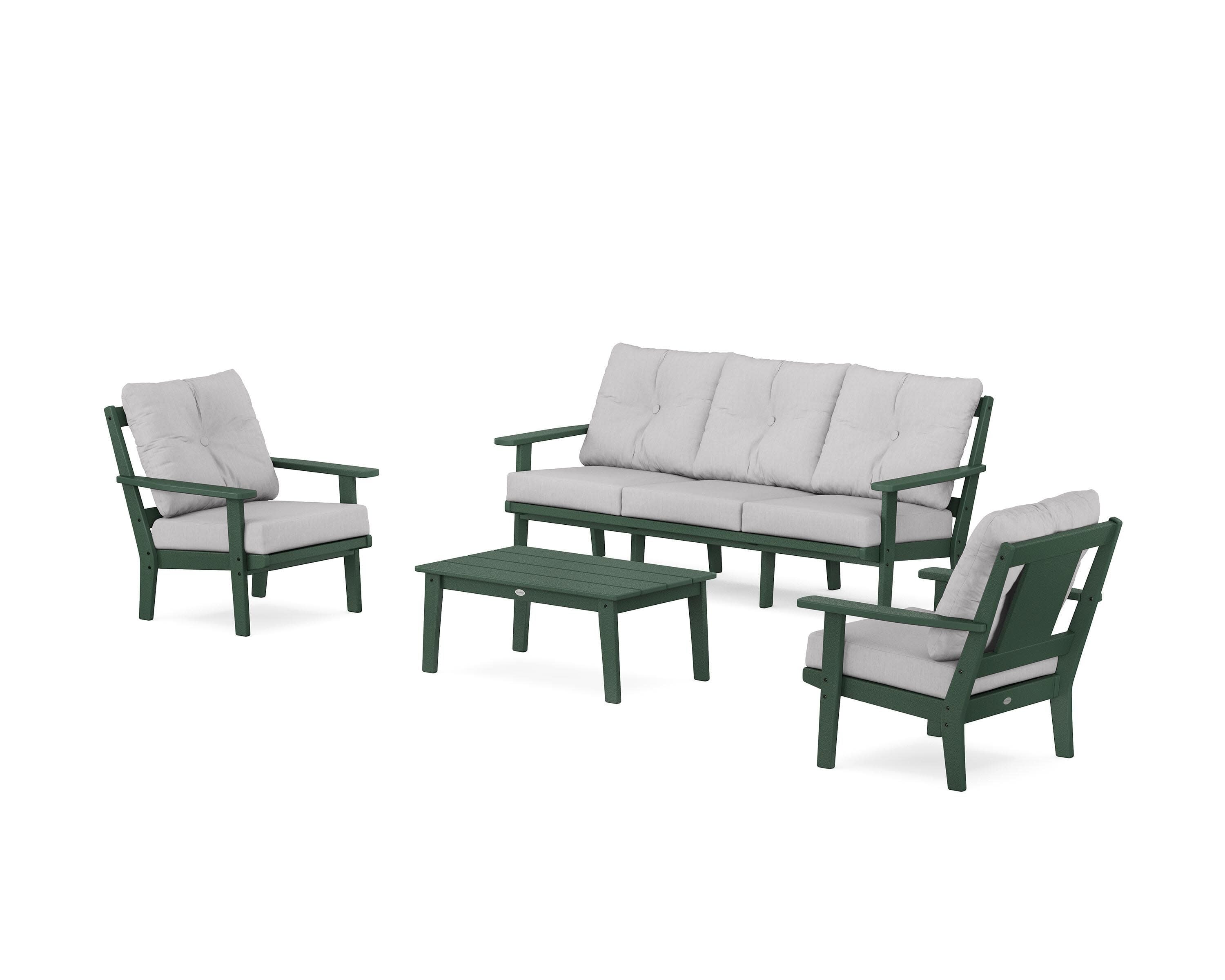 Prairie 4-Piece Deep Seating Set with Sofa in Green / Granite