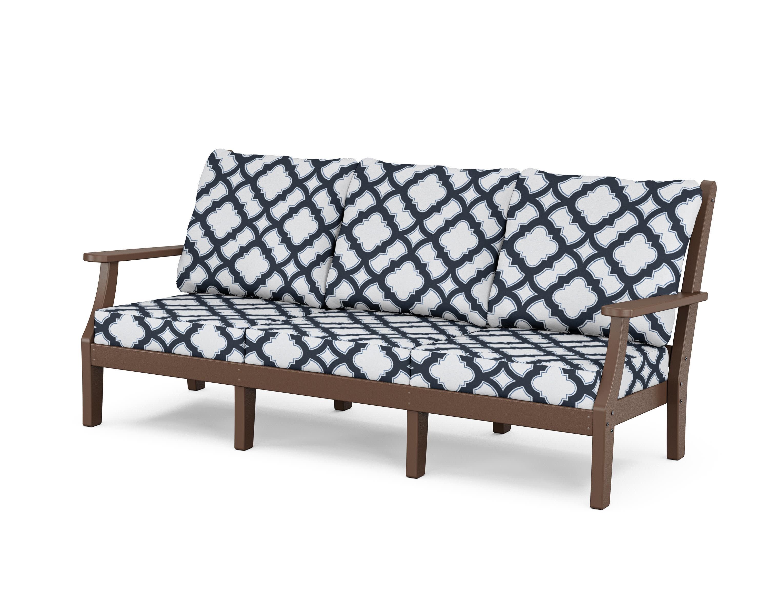 Wovendale Deep Seating Sofa in Mahogany / Trellis Marine Indigo