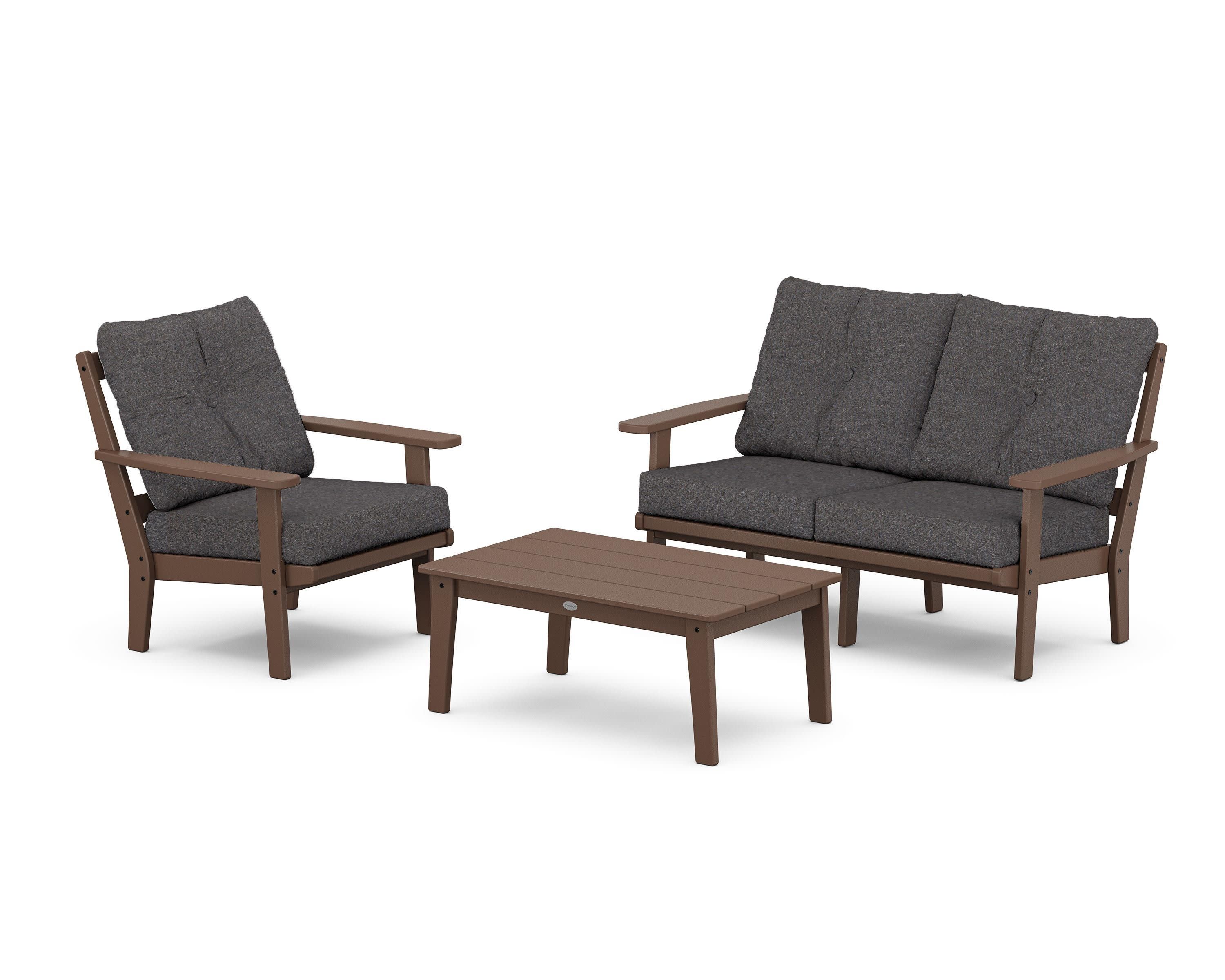 Prairie 3-Piece Deep Seating Set with Loveseat in Mahogany / Ash Charcoal