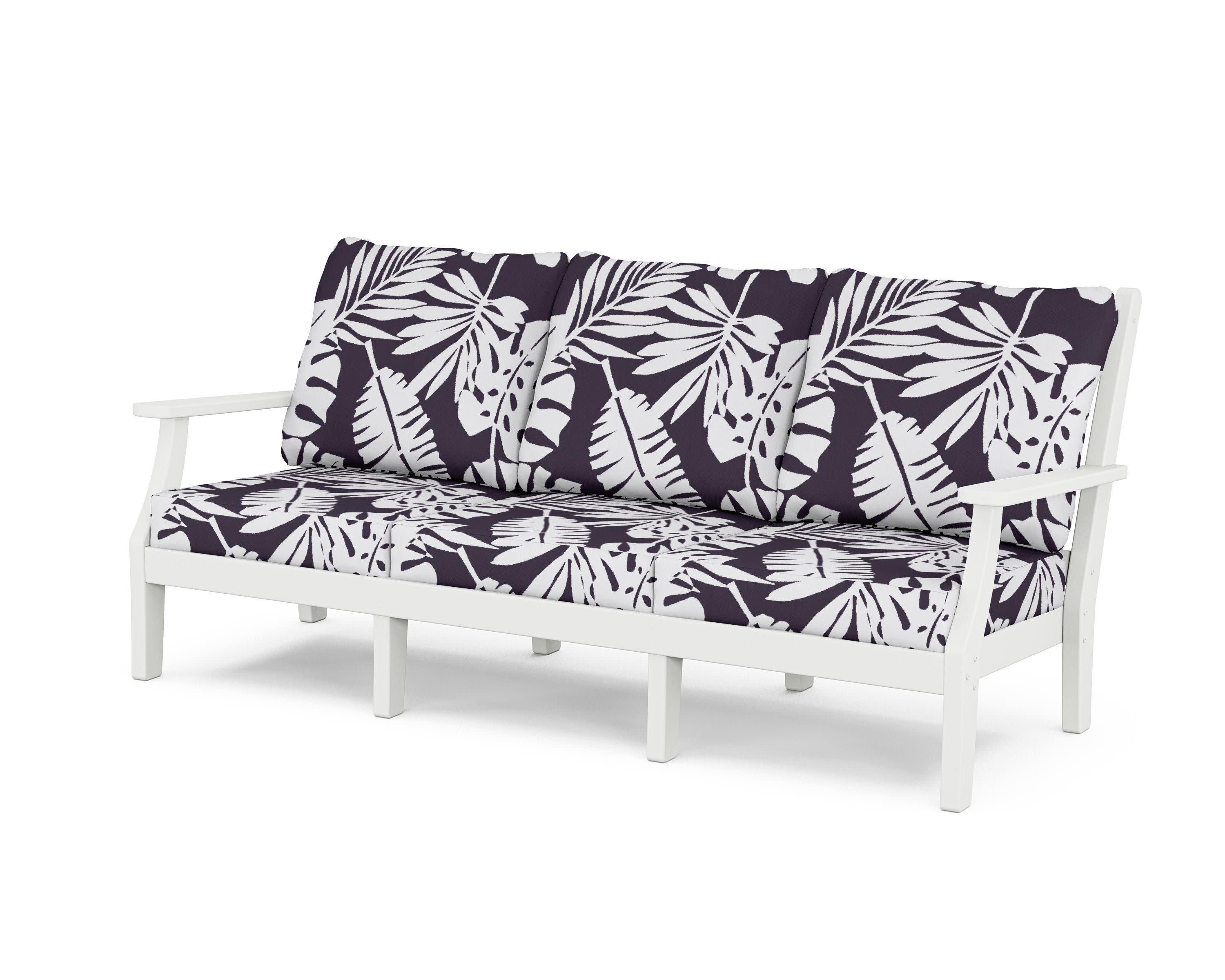 Wovendale Deep Seating Sofa in White / Leaf Navy