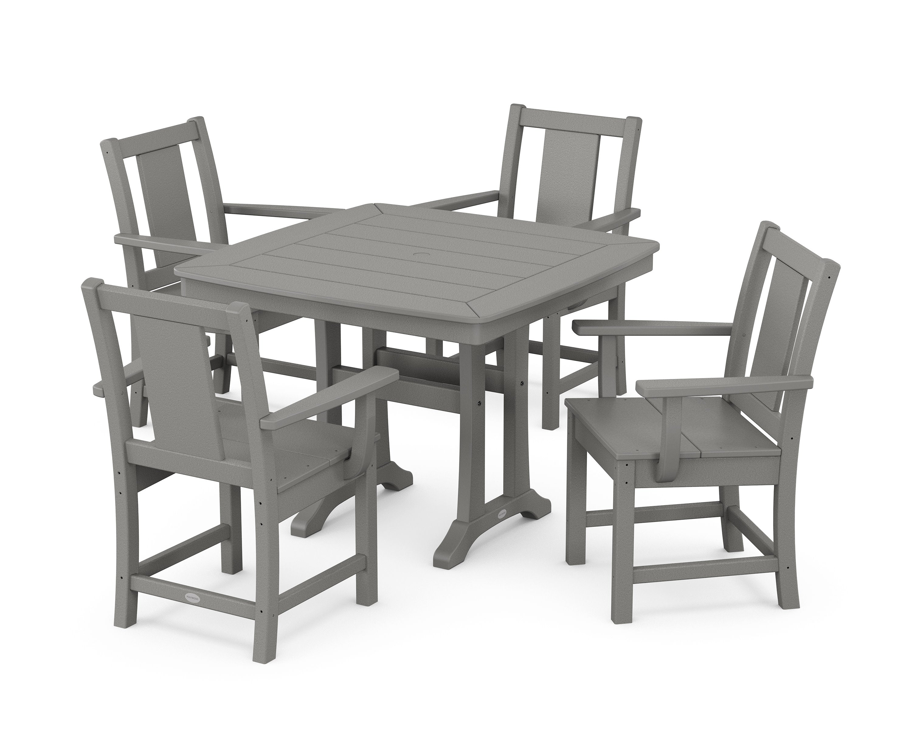 Prairie 5-Piece Dining Set with Trestle Legs in Slate Grey