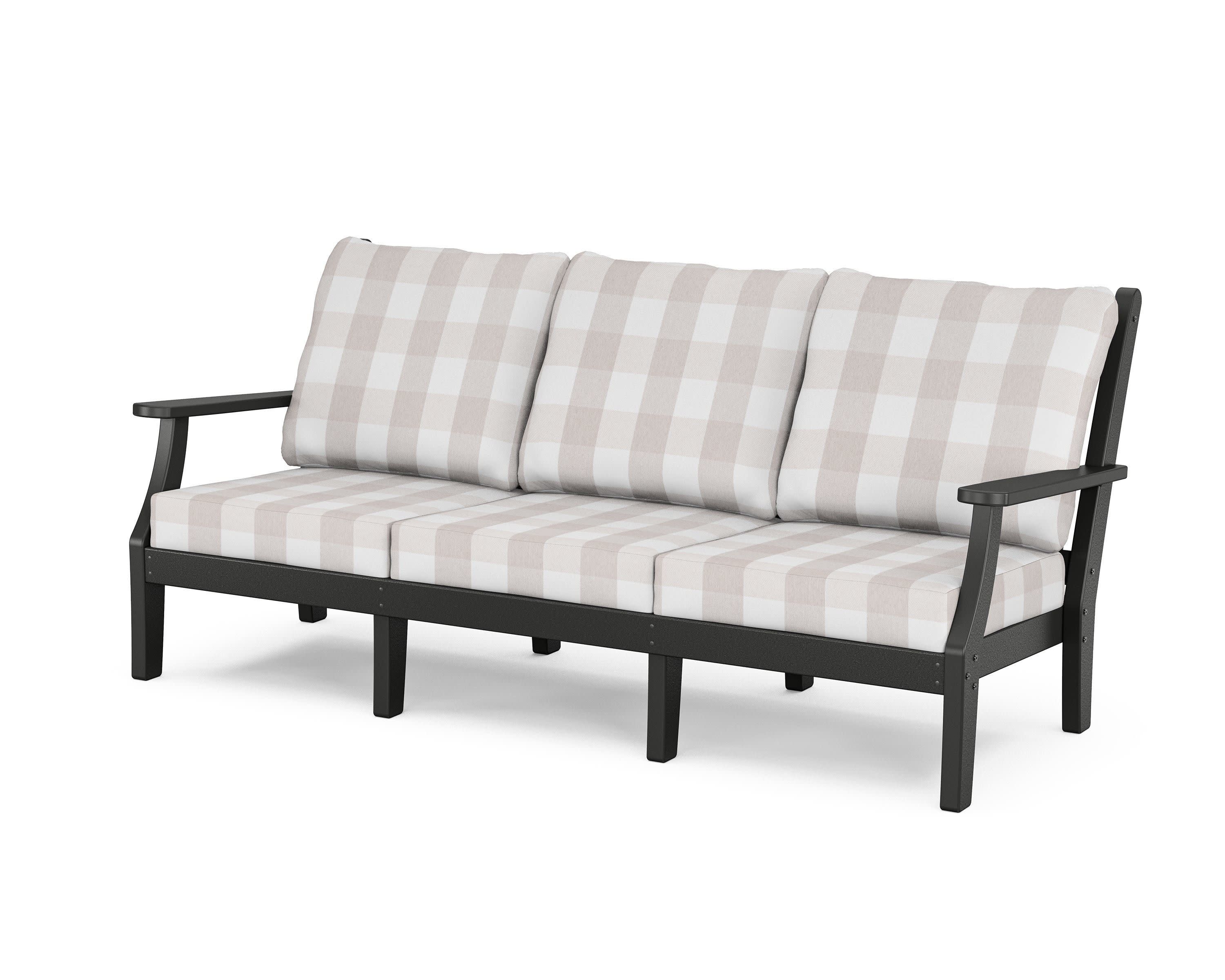 Wovendale Deep Seating Sofa in Black / Buffalo Plaid Dune Burlap