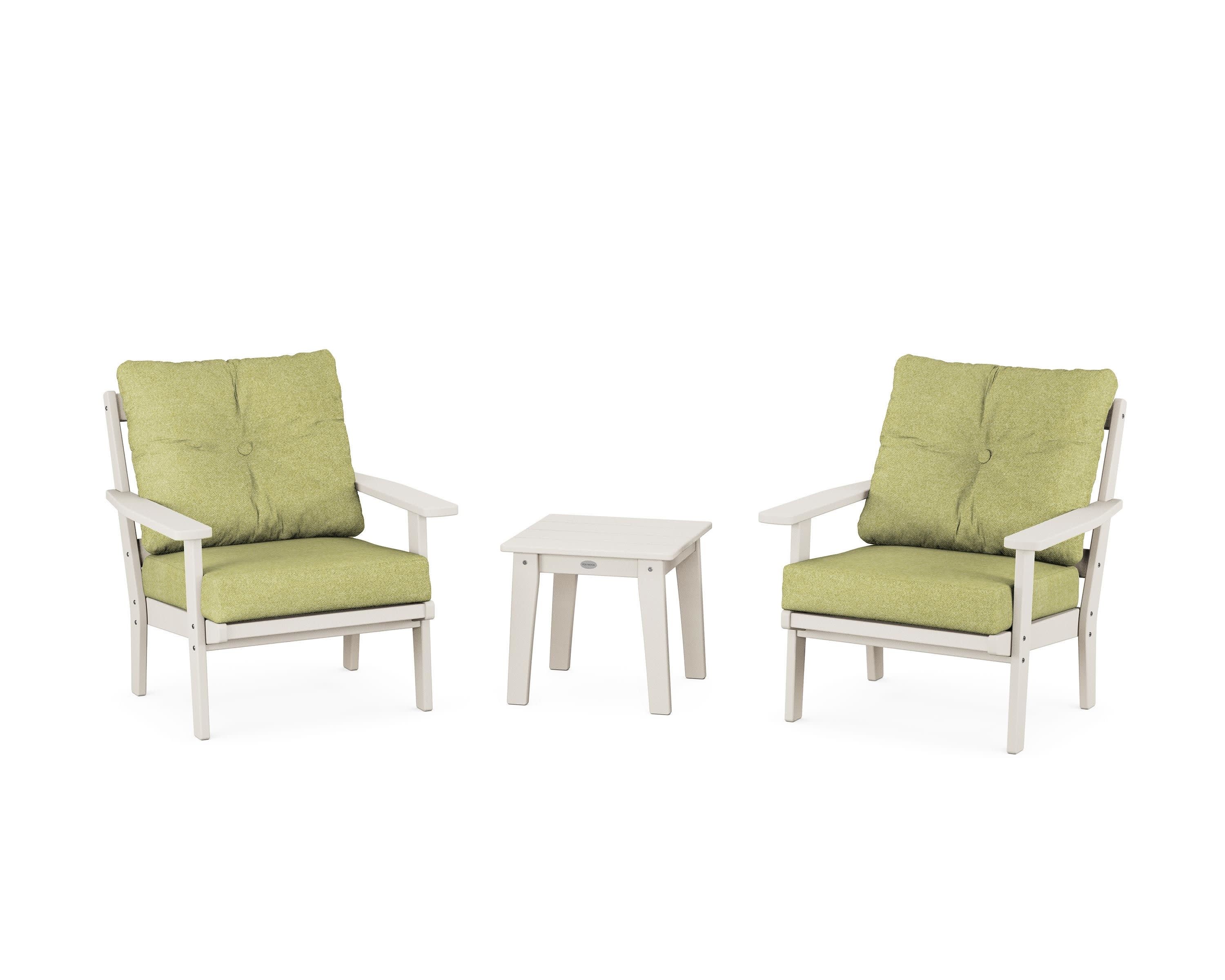 Prairie 3-Piece Deep Seating Set in Sand / Chartreuse Boucle