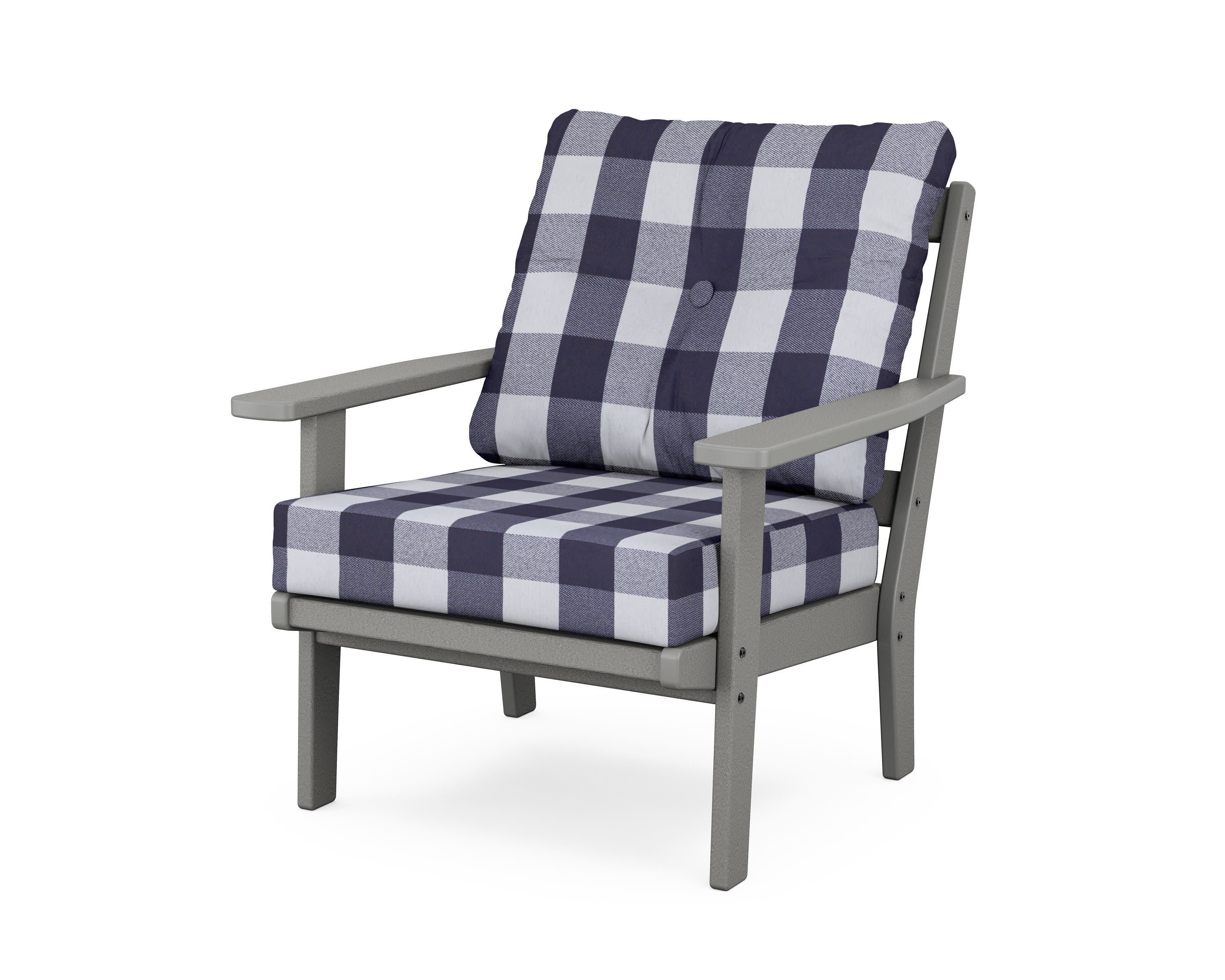 Prairie Deep Seating Chair in Slate Grey / Buffalo Plaid Navy