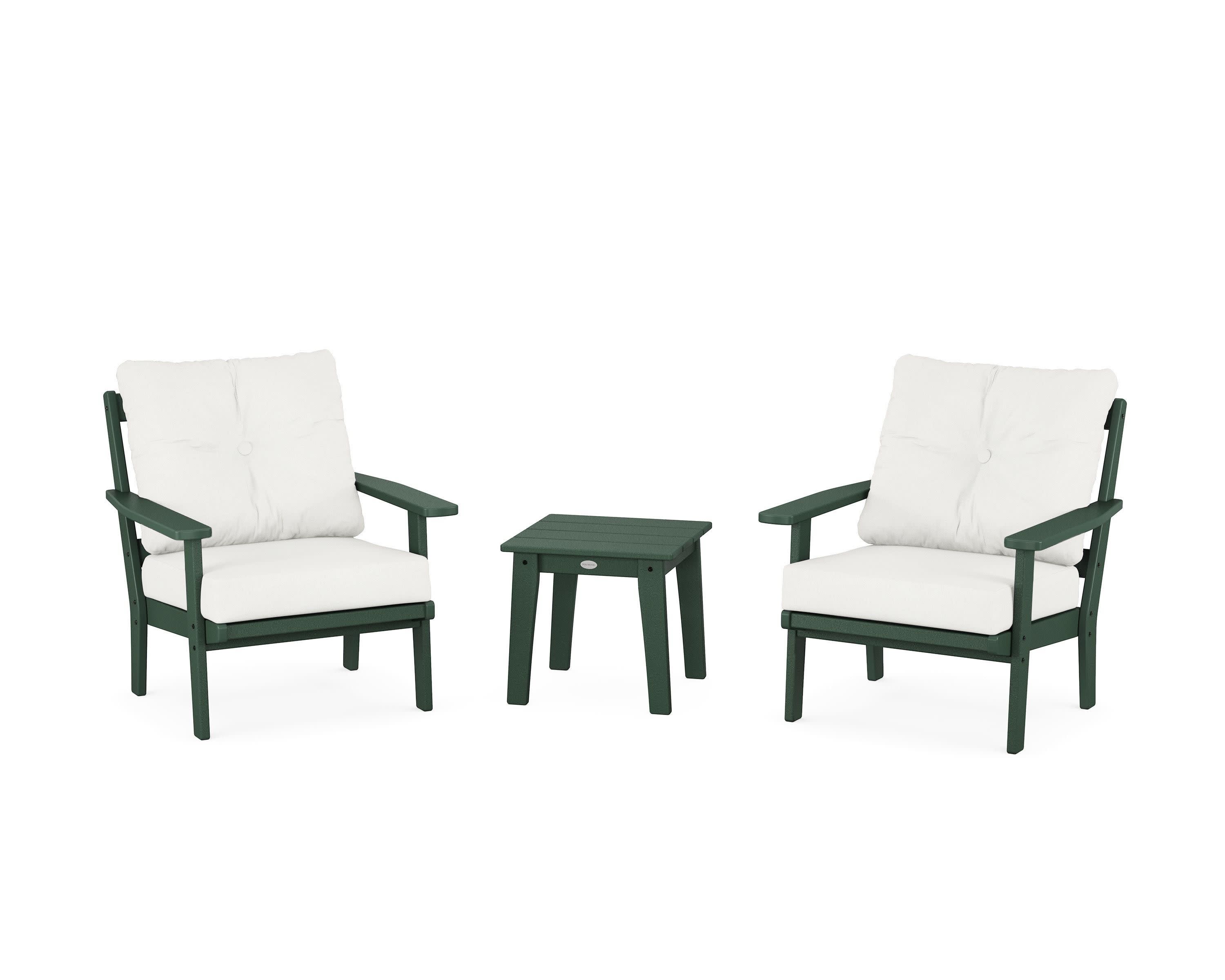 Prairie 3-Piece Deep Seating Set in Green / Natural Linen