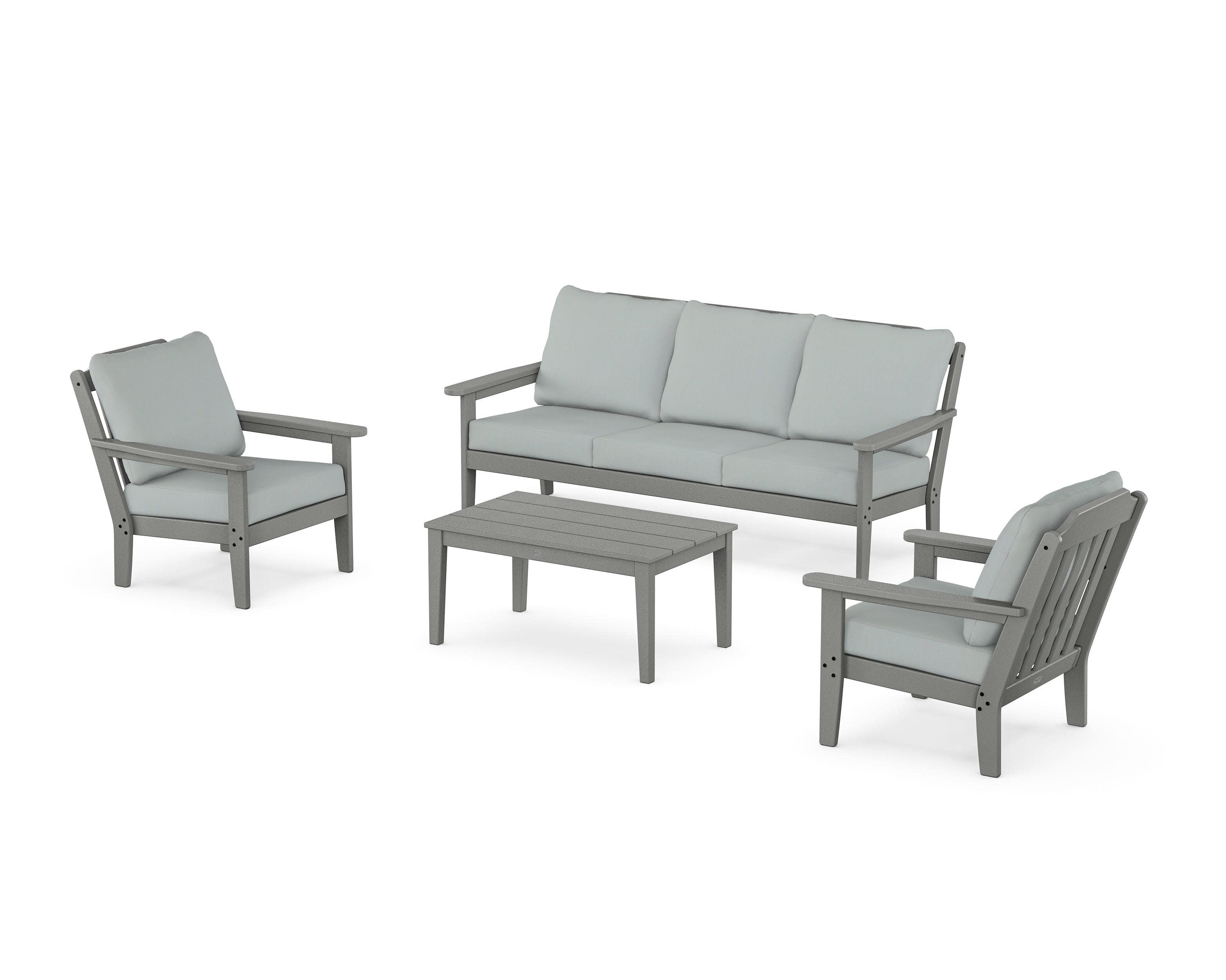 Cottage 4-Piece Deep Seating Set with Sofa in Slate Grey / Spa