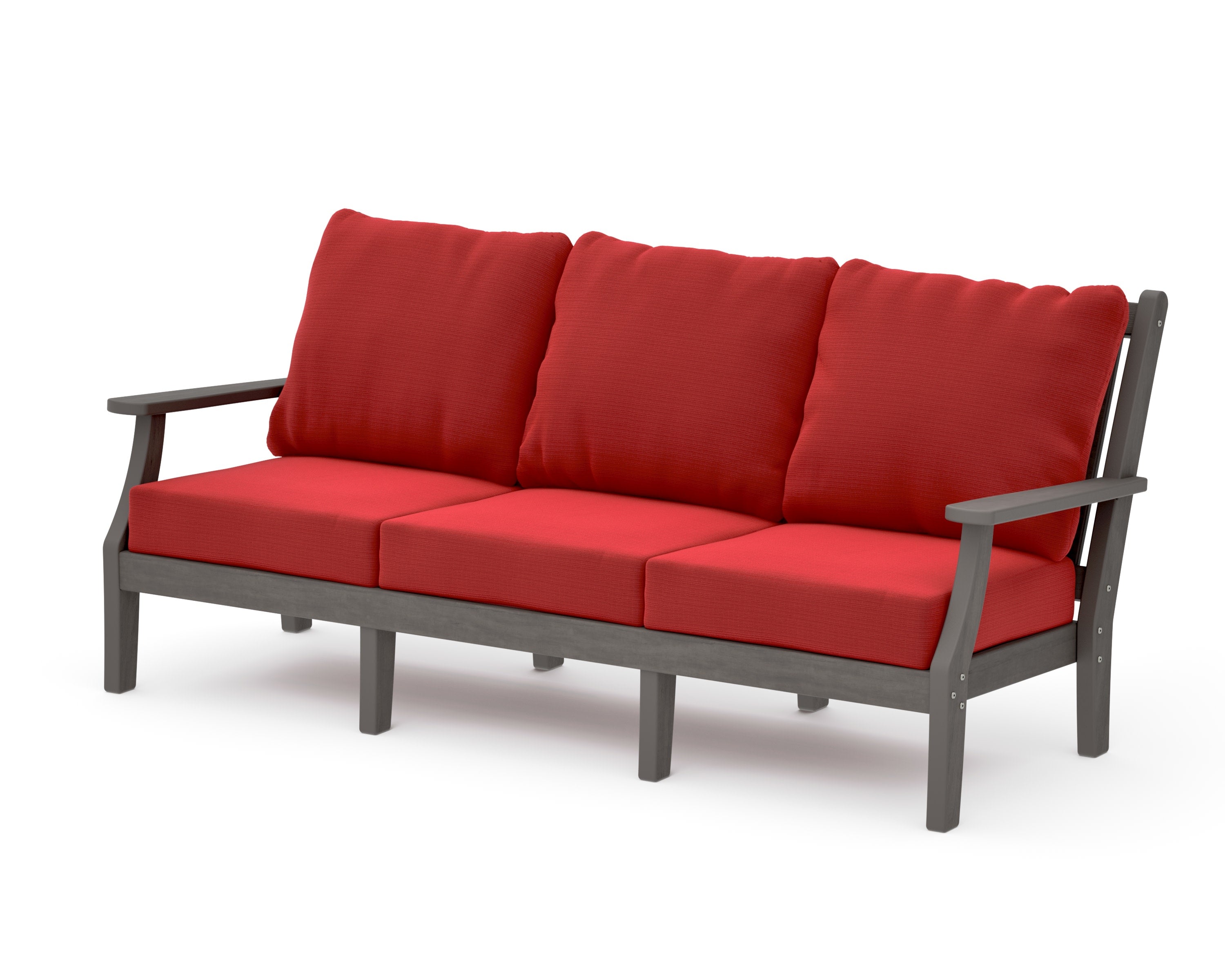 Wovendale Deep Seating Sofa in Driftwood / Crimson Linen