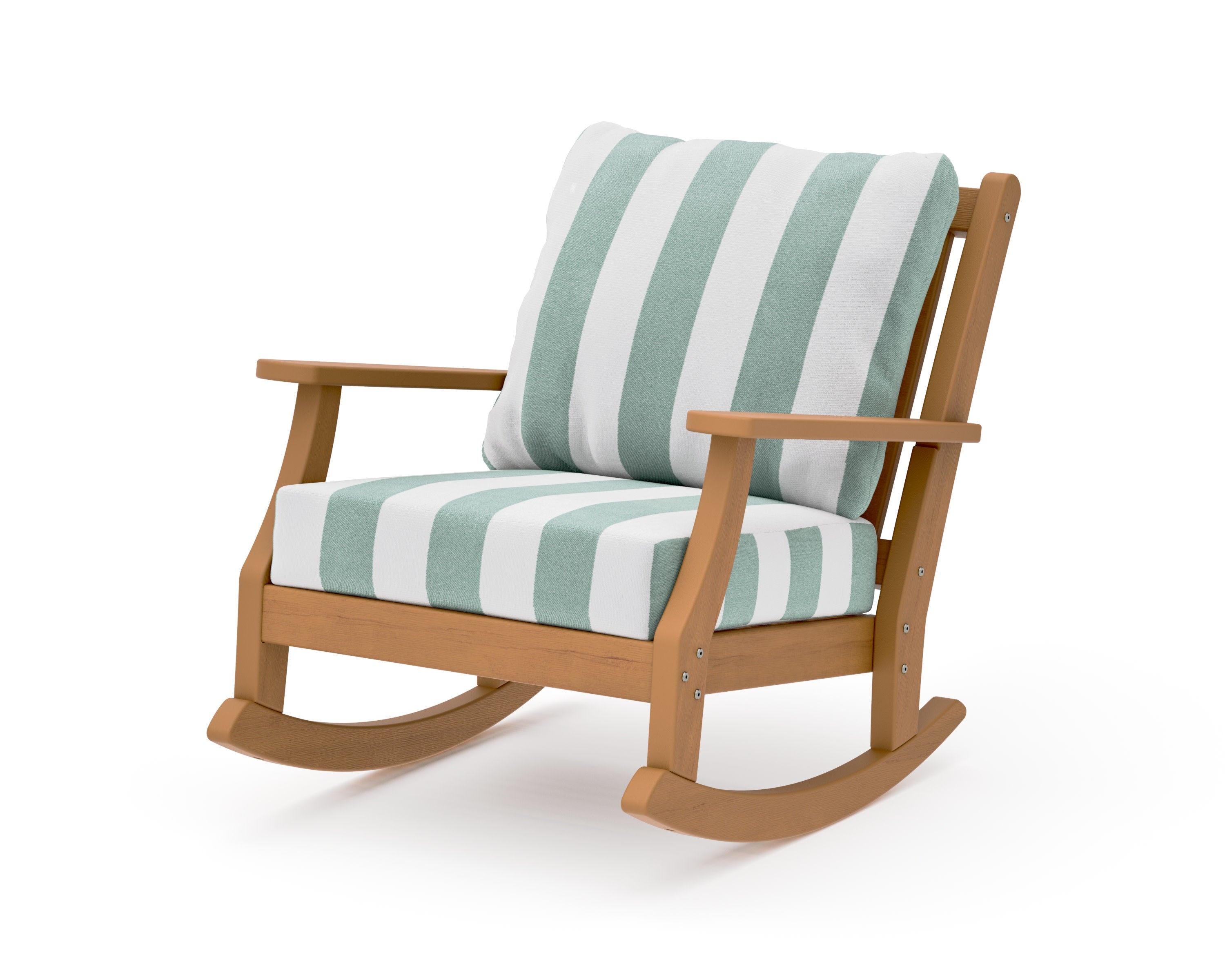 Wovendale Deep Seating Rocking Chair in Natural / Cabana Stripe Glacier Spa