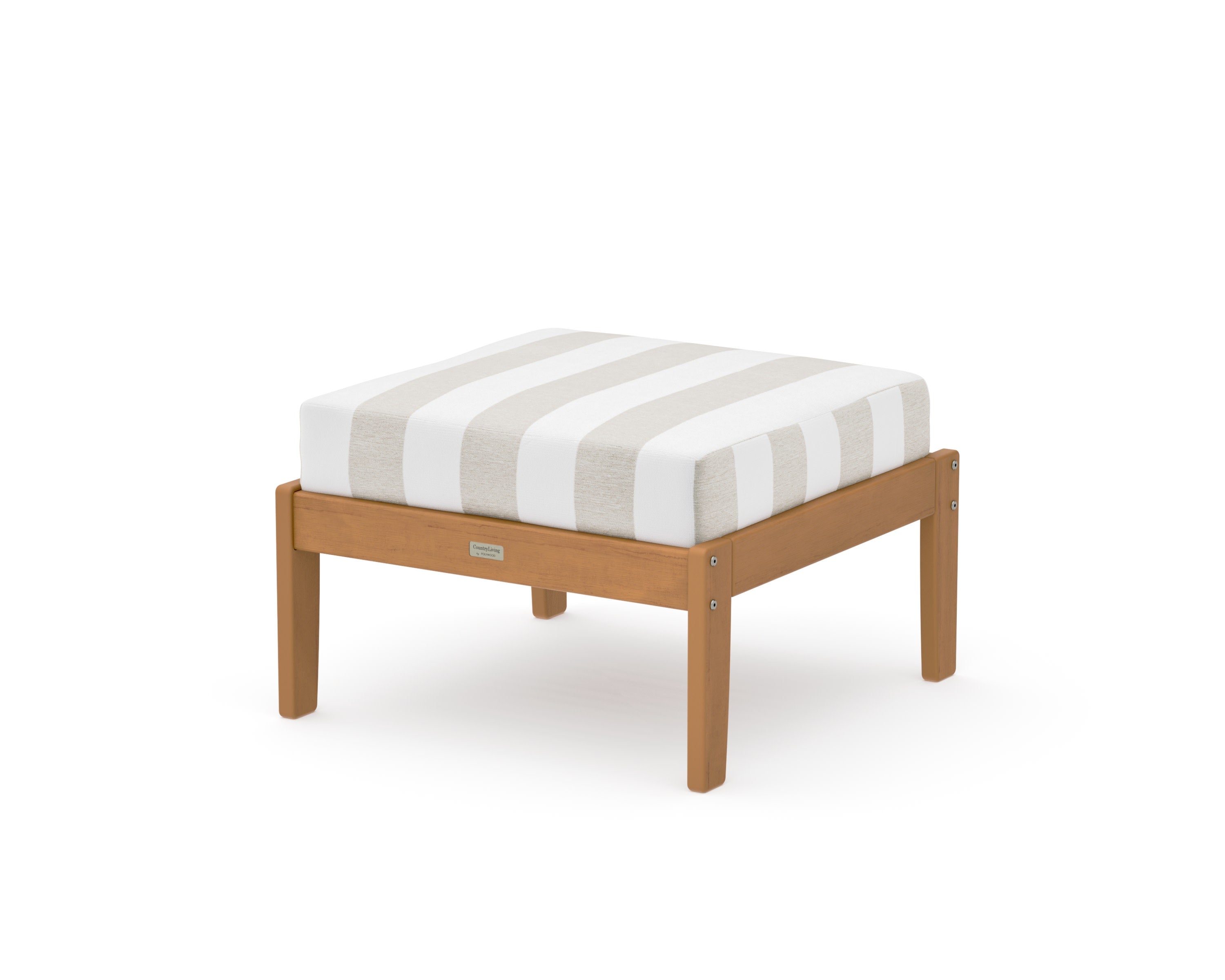 Cottage Deep Seating Ottoman in Natural / Cabana Stripe Dune Burlap