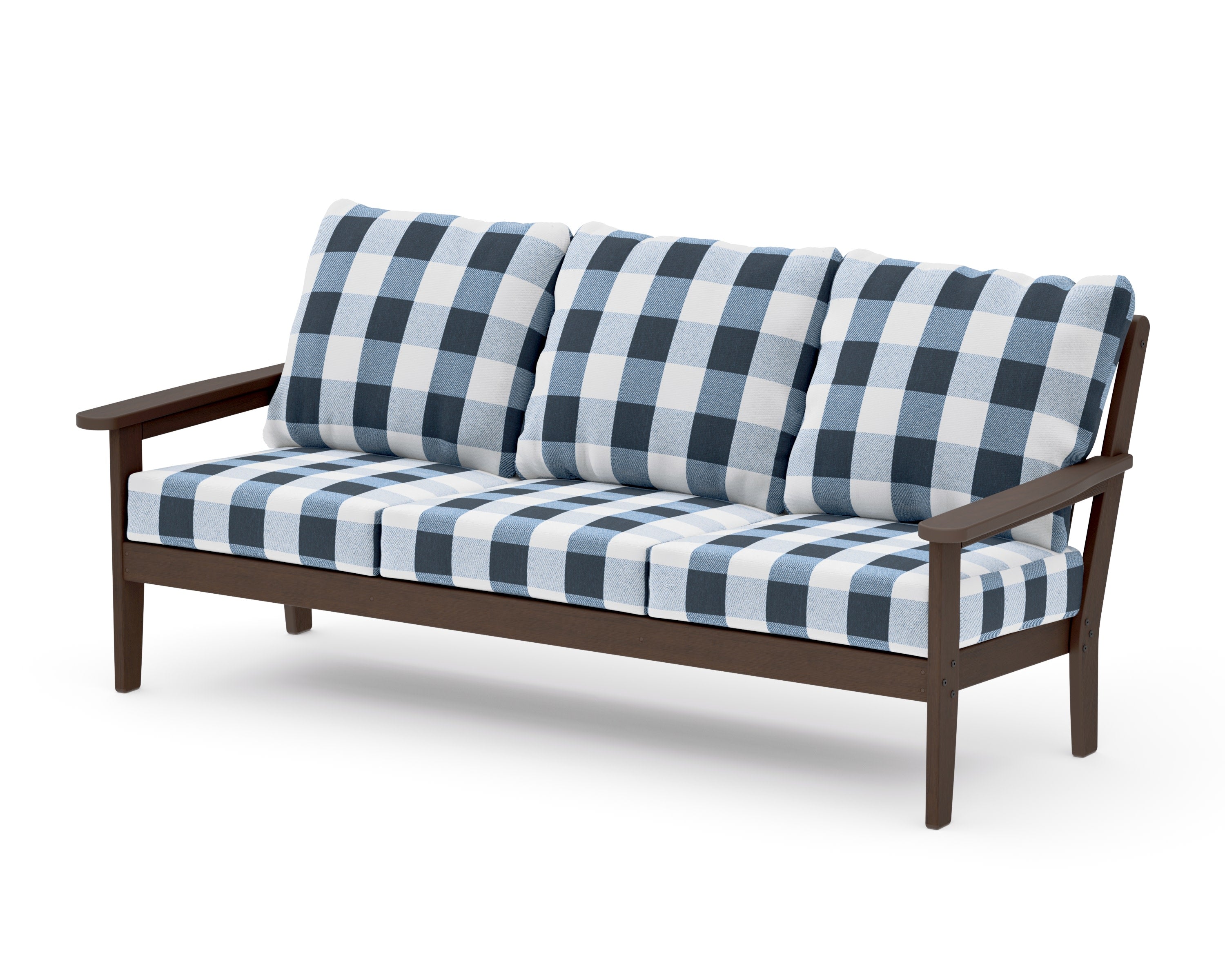 Cottage Deep Seating Sofa in Kona / Buffalo Plaid Marine Indigo