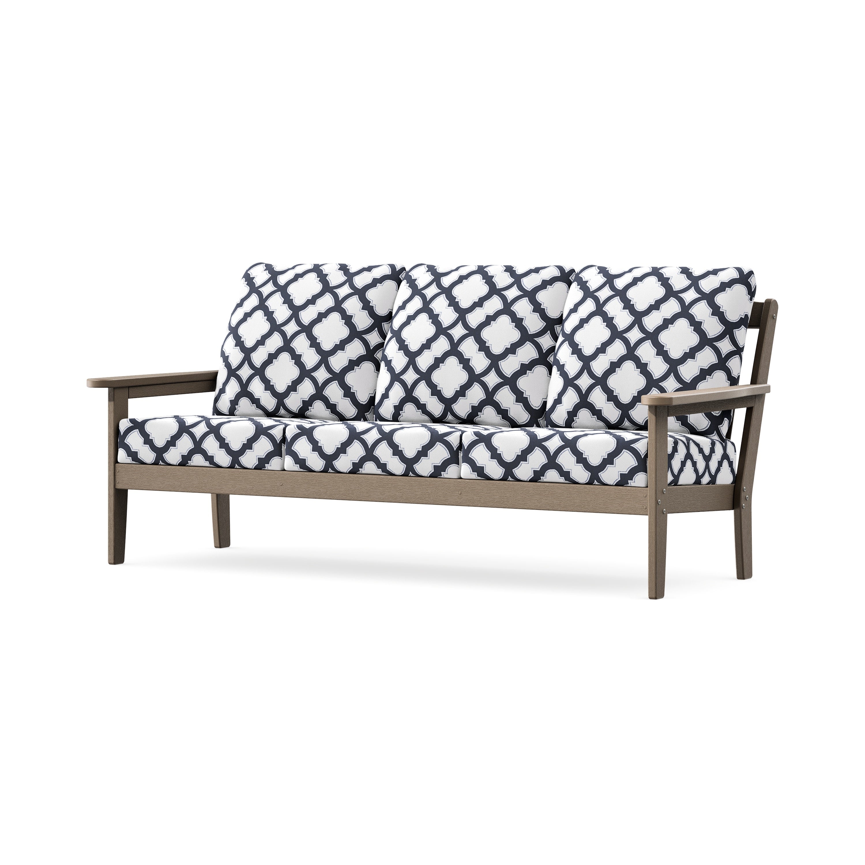 Cottage Deep Seating Sofa in Vintage Sahara / Trellis Navy