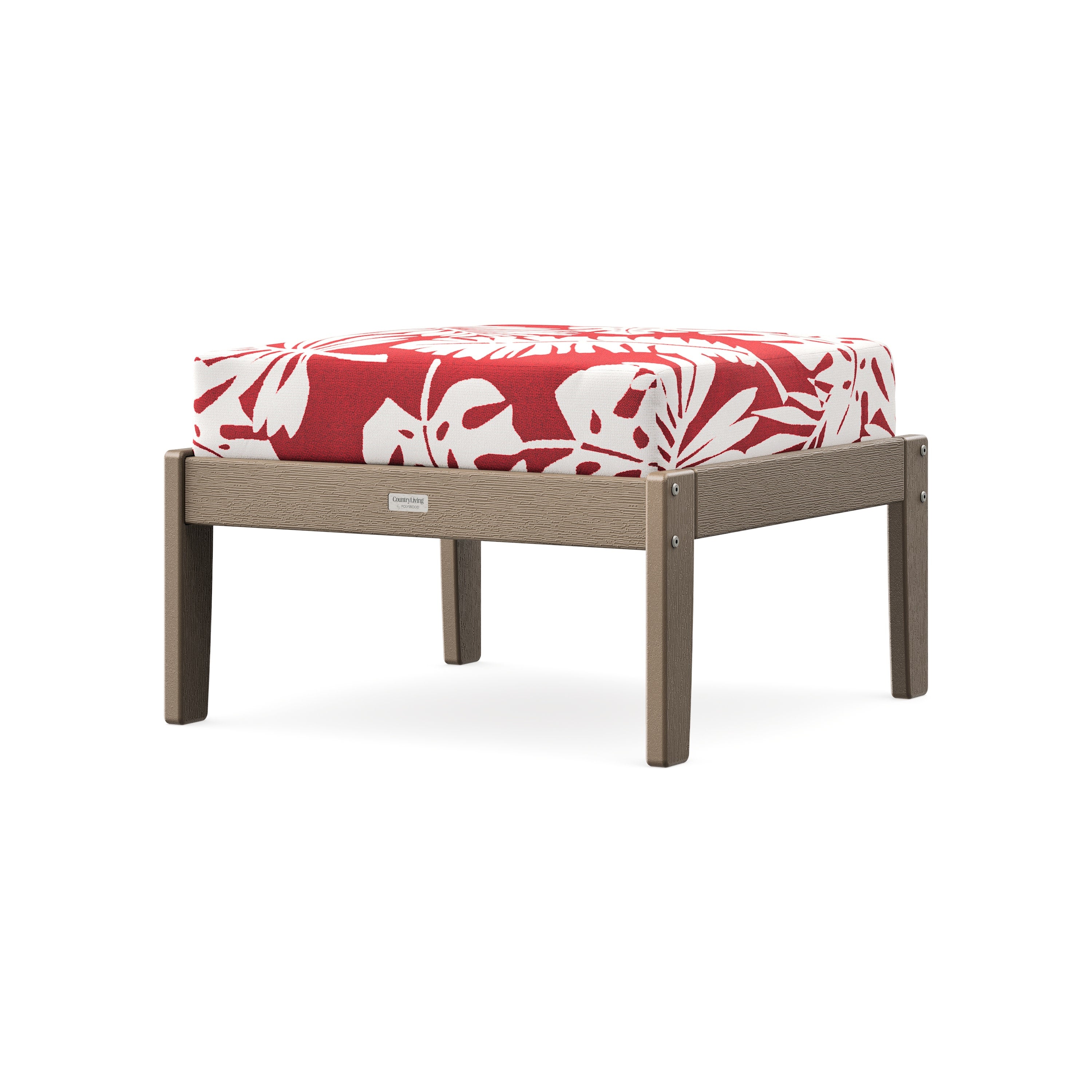 Cottage Deep Seating Ottoman in Vintage Sahara / Leaf Crimson