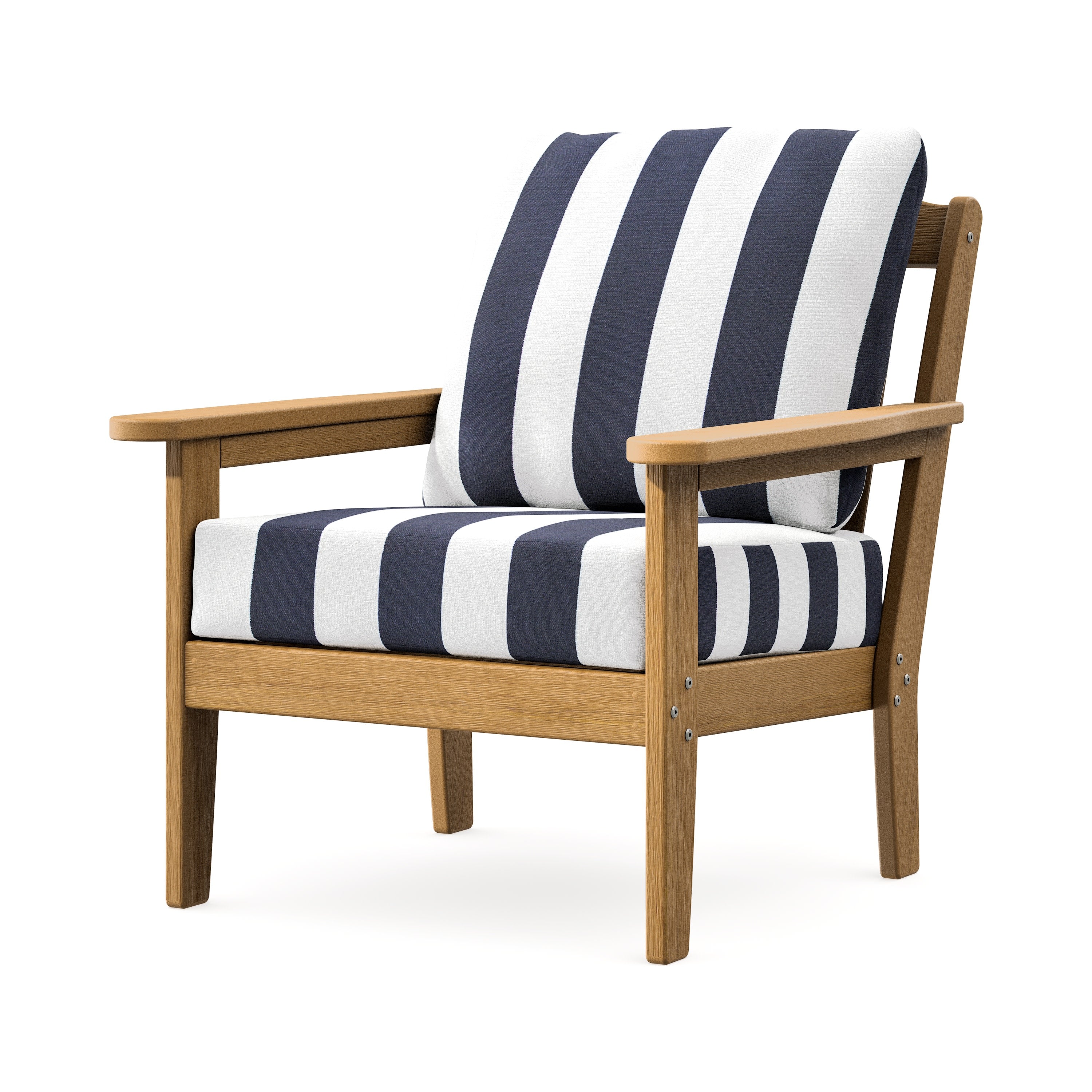 Cottage Deep Seating Chair in Natural / Cabana Stripe Navy