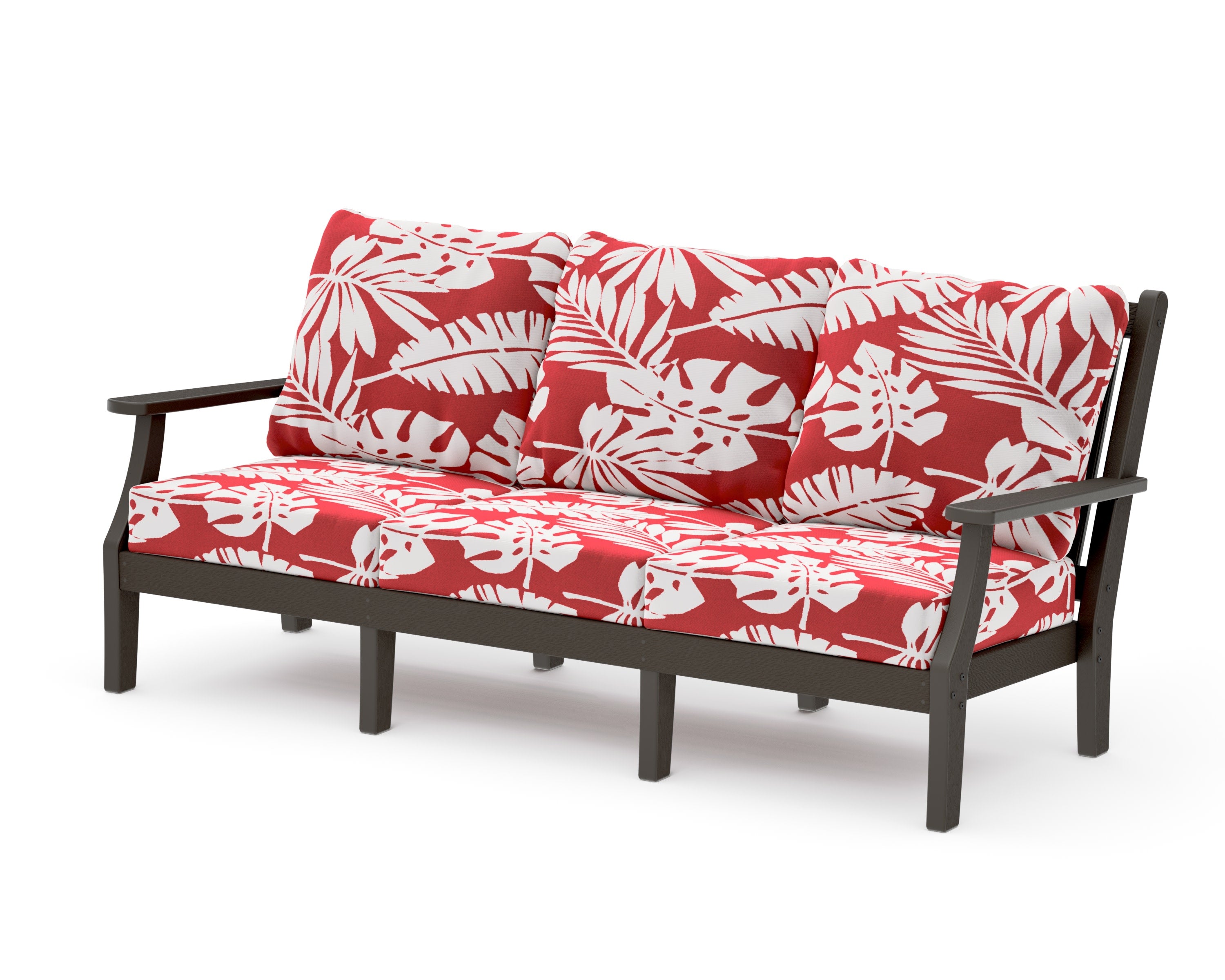 Wovendale Deep Seating Sofa in Vintage Coffee / Leaf Crimson