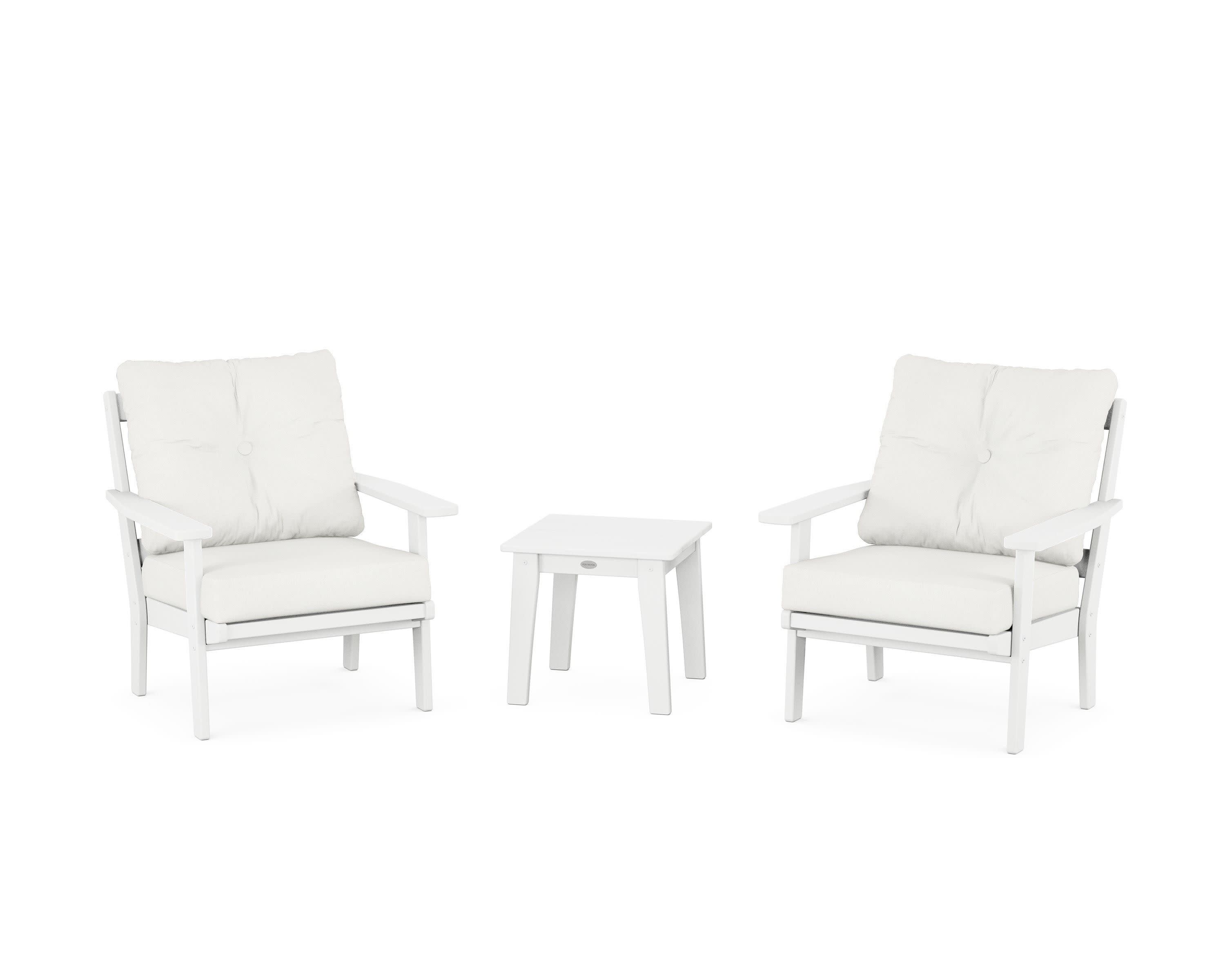 Prairie 3-Piece Deep Seating Set in White / Natural Linen