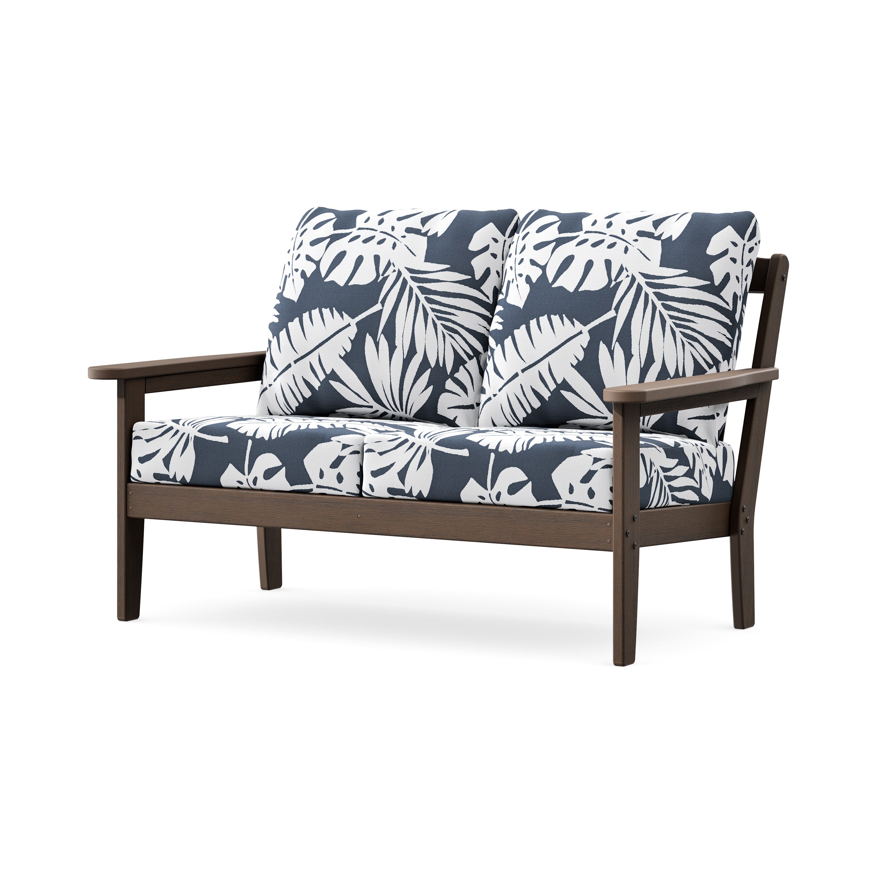 Cottage Deep Seating Loveseat in Kona / Leaf Marine Indigo