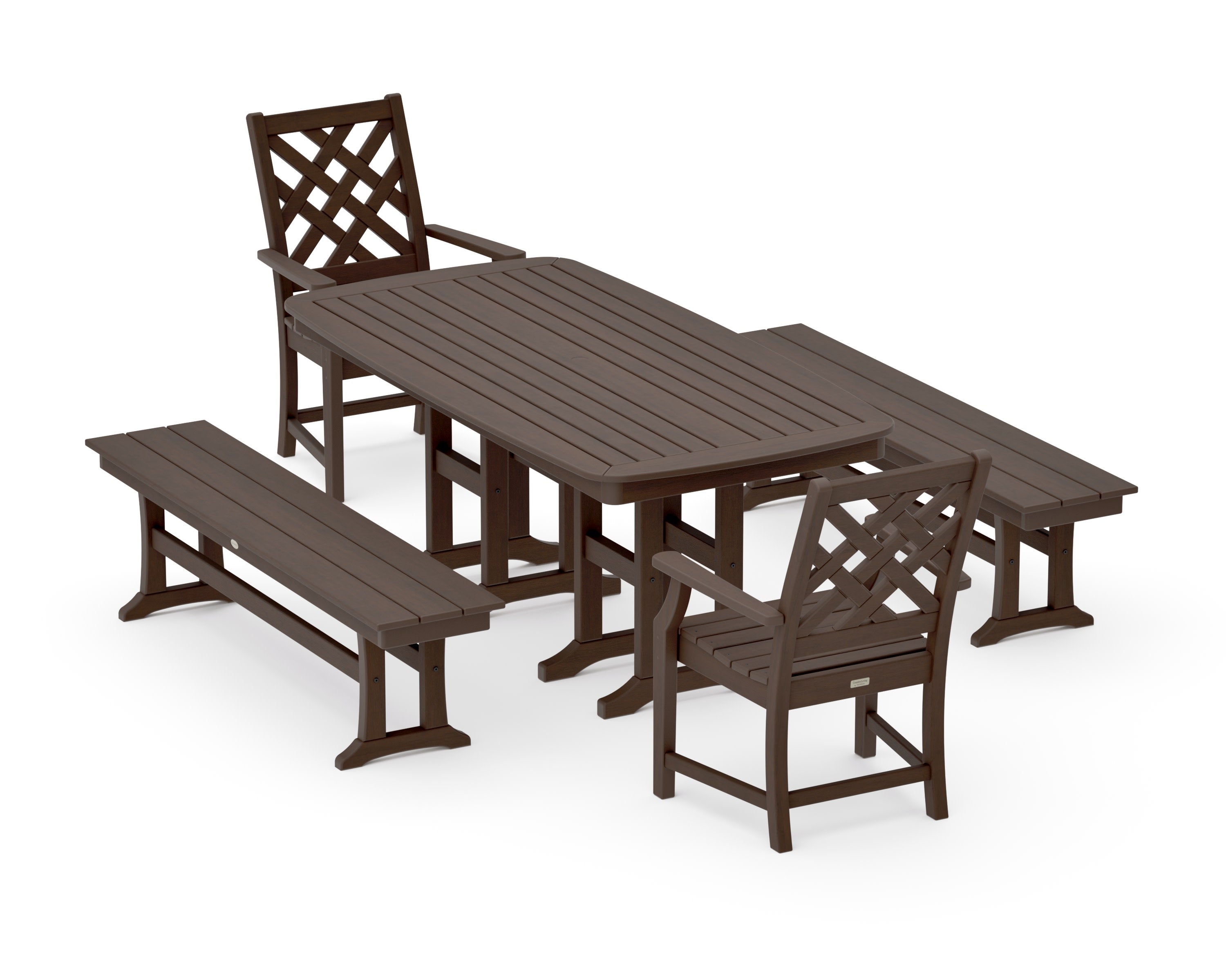 Wovendale 5-Piece Dining Set with Benches in Kona