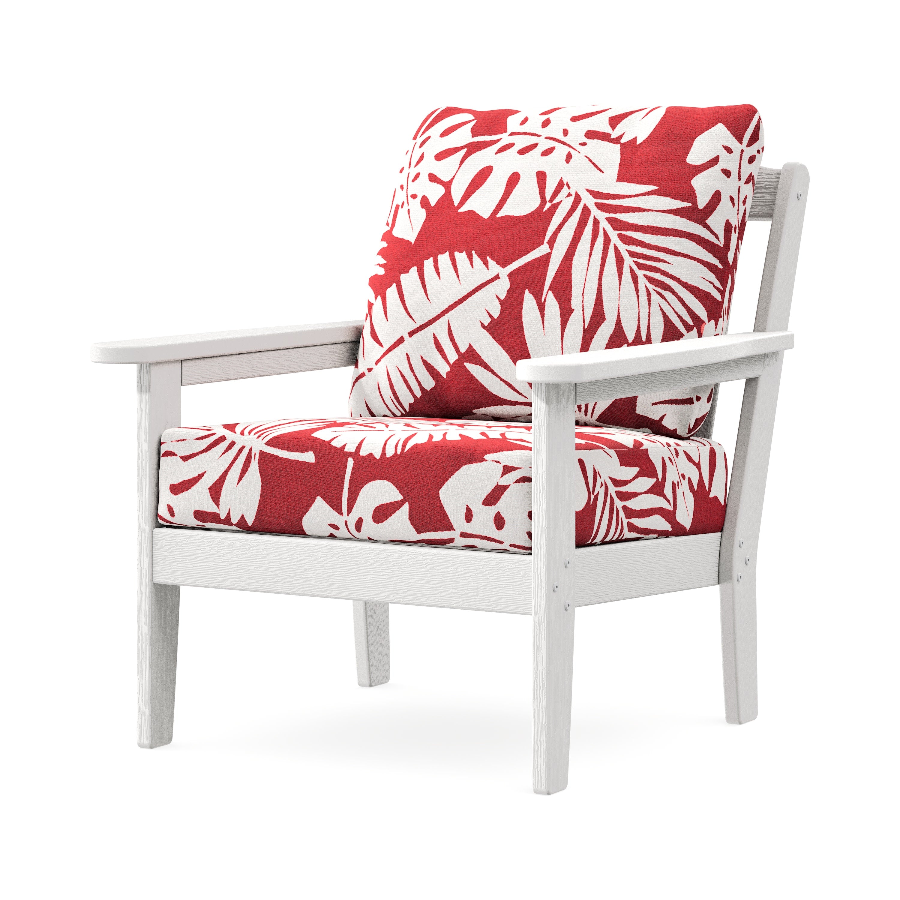 Cottage Deep Seating Chair in Vintage White / Leaf Crimson