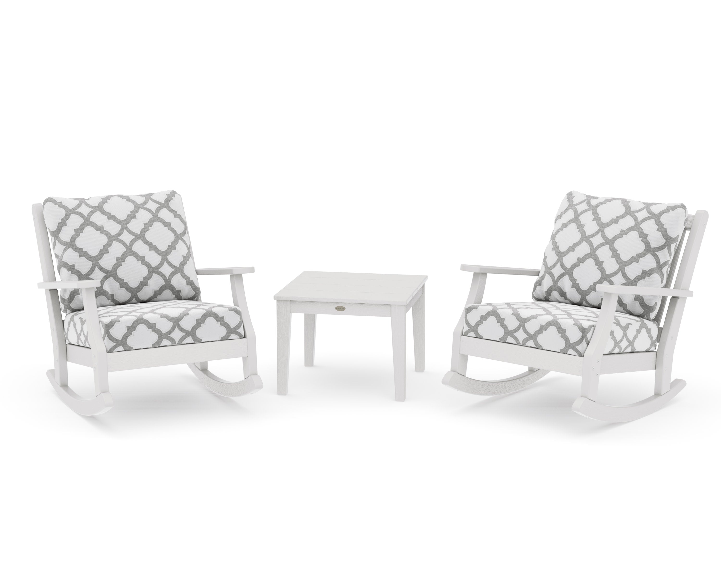 Wovendale 3-Piece Deep Seating Rocker Set in Vintage White / Trellis Grey Mist