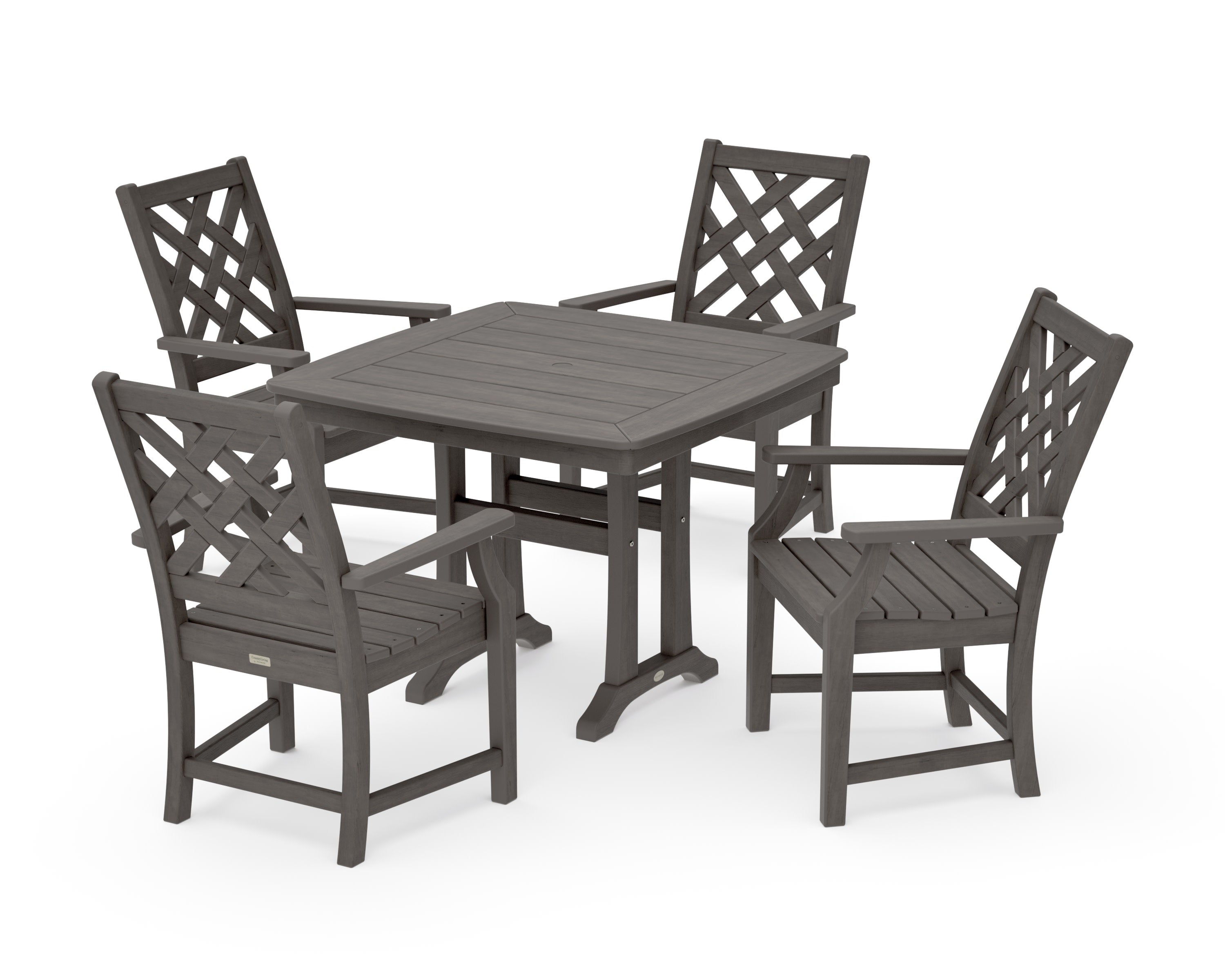 Wovendale 5-Piece Dining Set with Trestle Legs in Driftwood