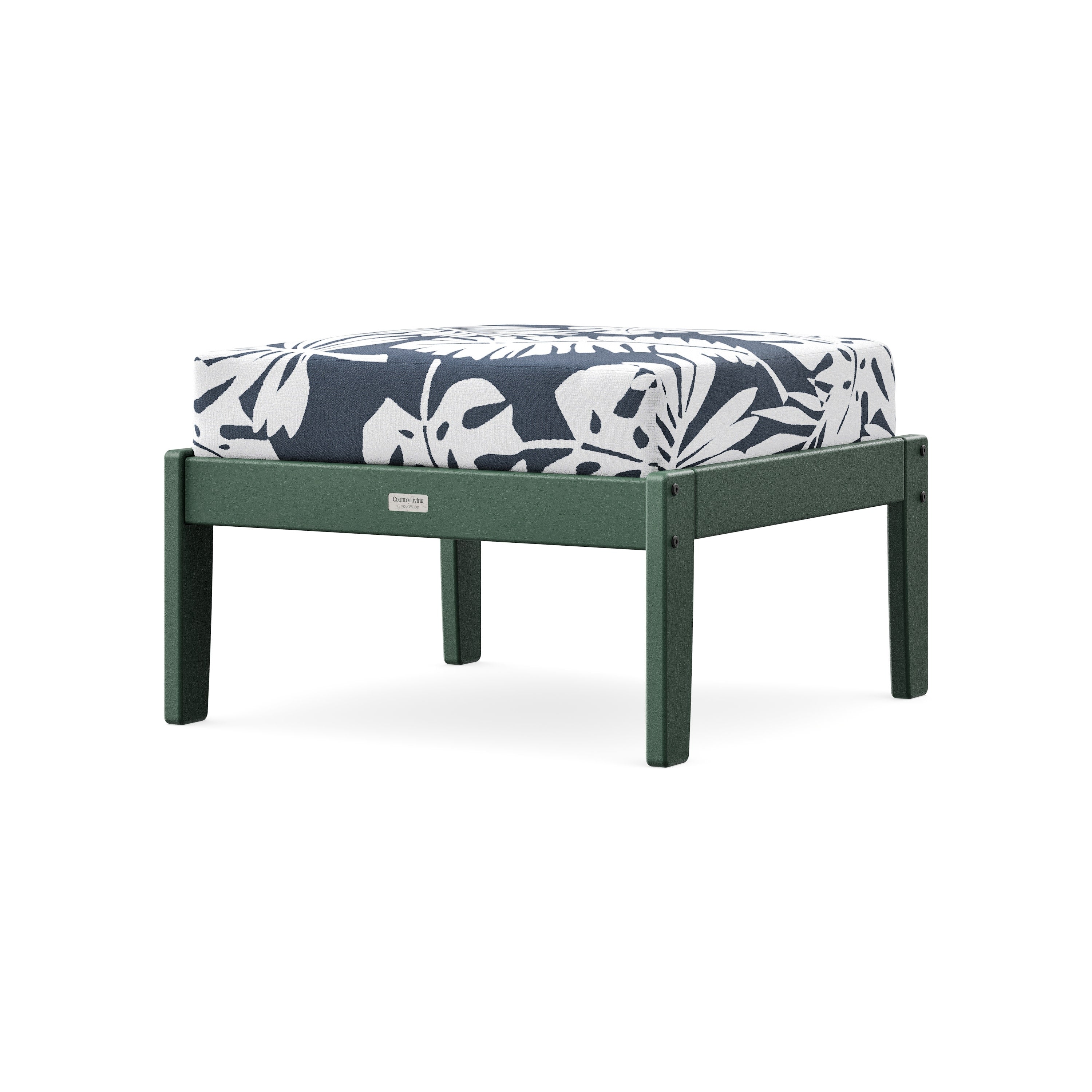 Cottage Deep Seating Ottoman in Green / Leaf Marine Indigo