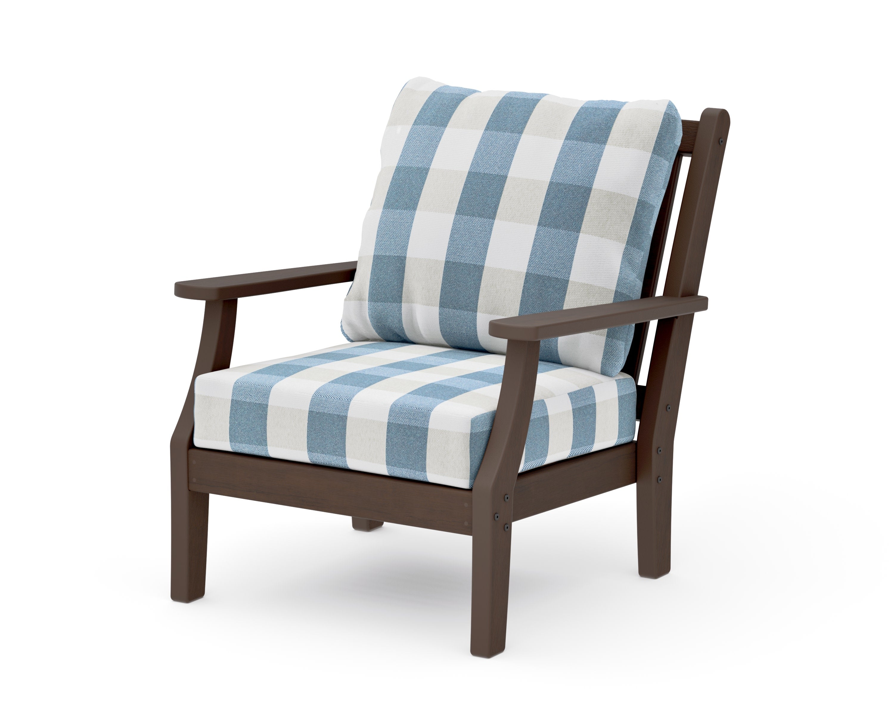 Wovendale Deep Seating Chair in Kona / Buffalo Plaid Sky Blue