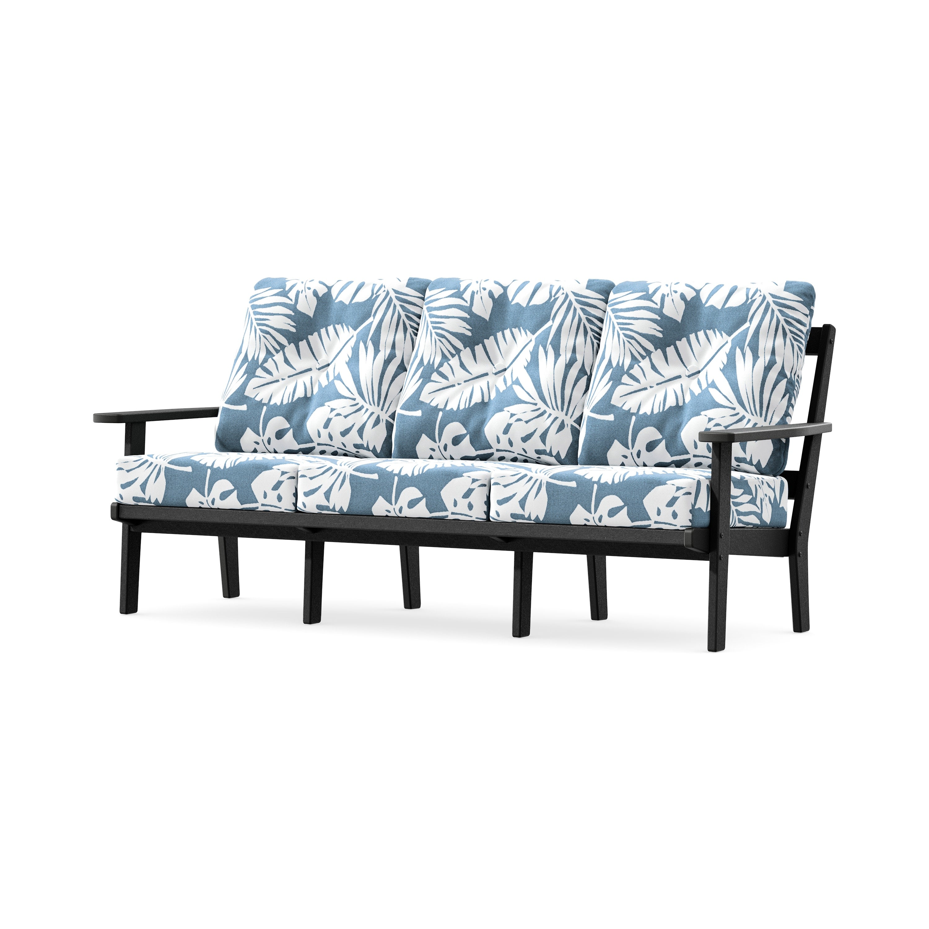 PrairieDeep Seating Sofa in Black / Leaf Sky Blue