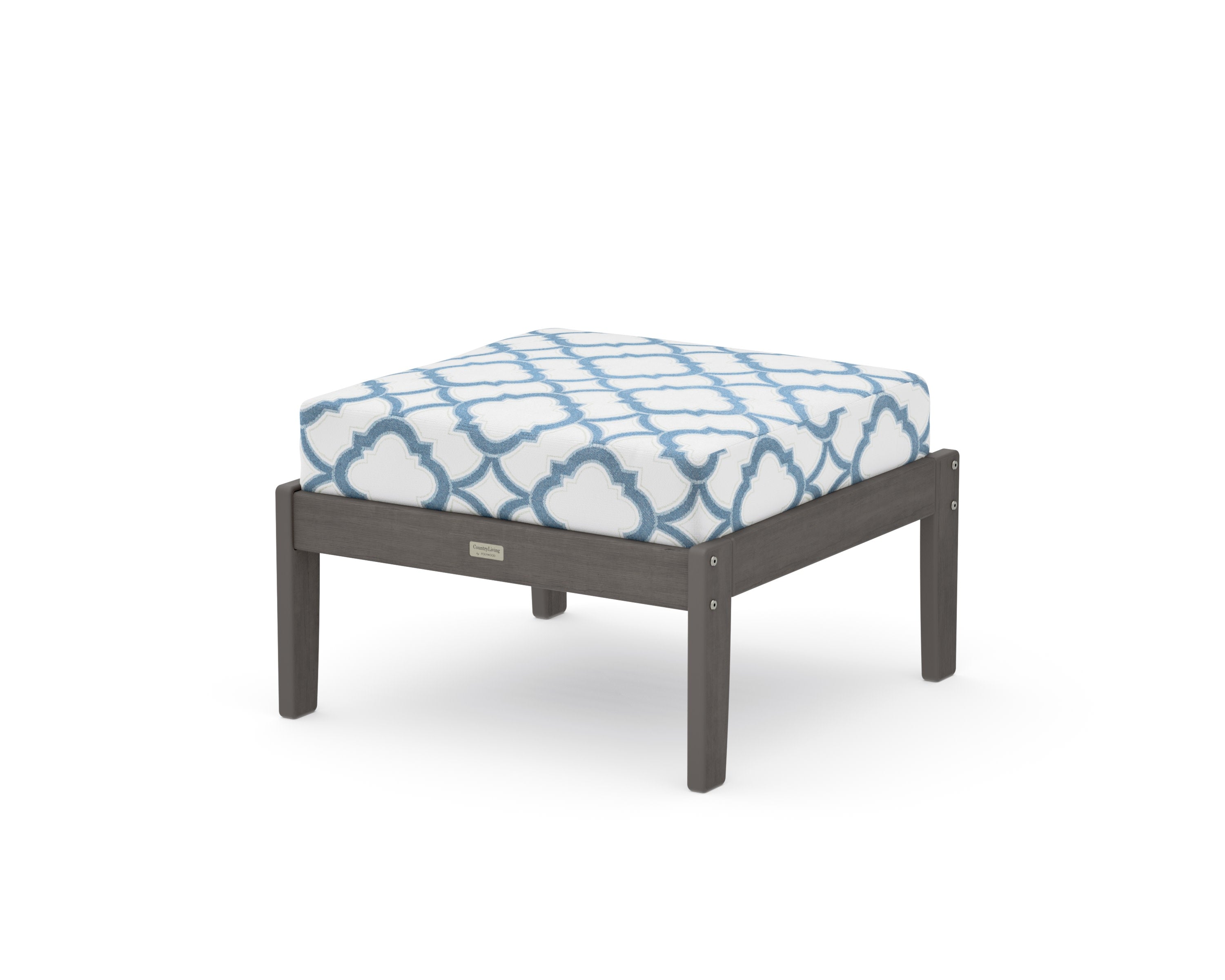 Cottage Deep Seating Ottoman in Driftwood / Trellis Sky Blue
