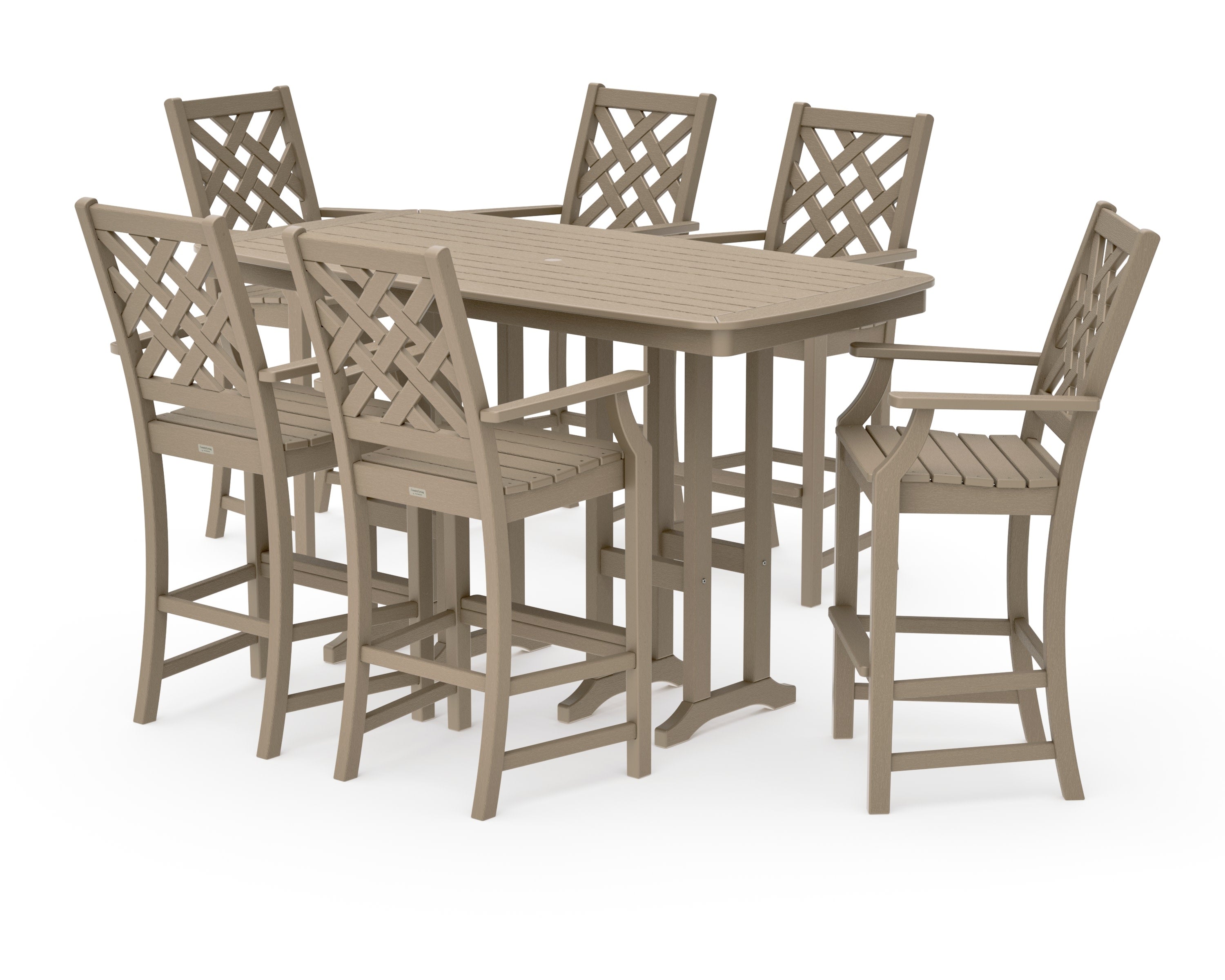 Wovendale Arm Chair 7-Piece Bar Set in Vintage Sahara