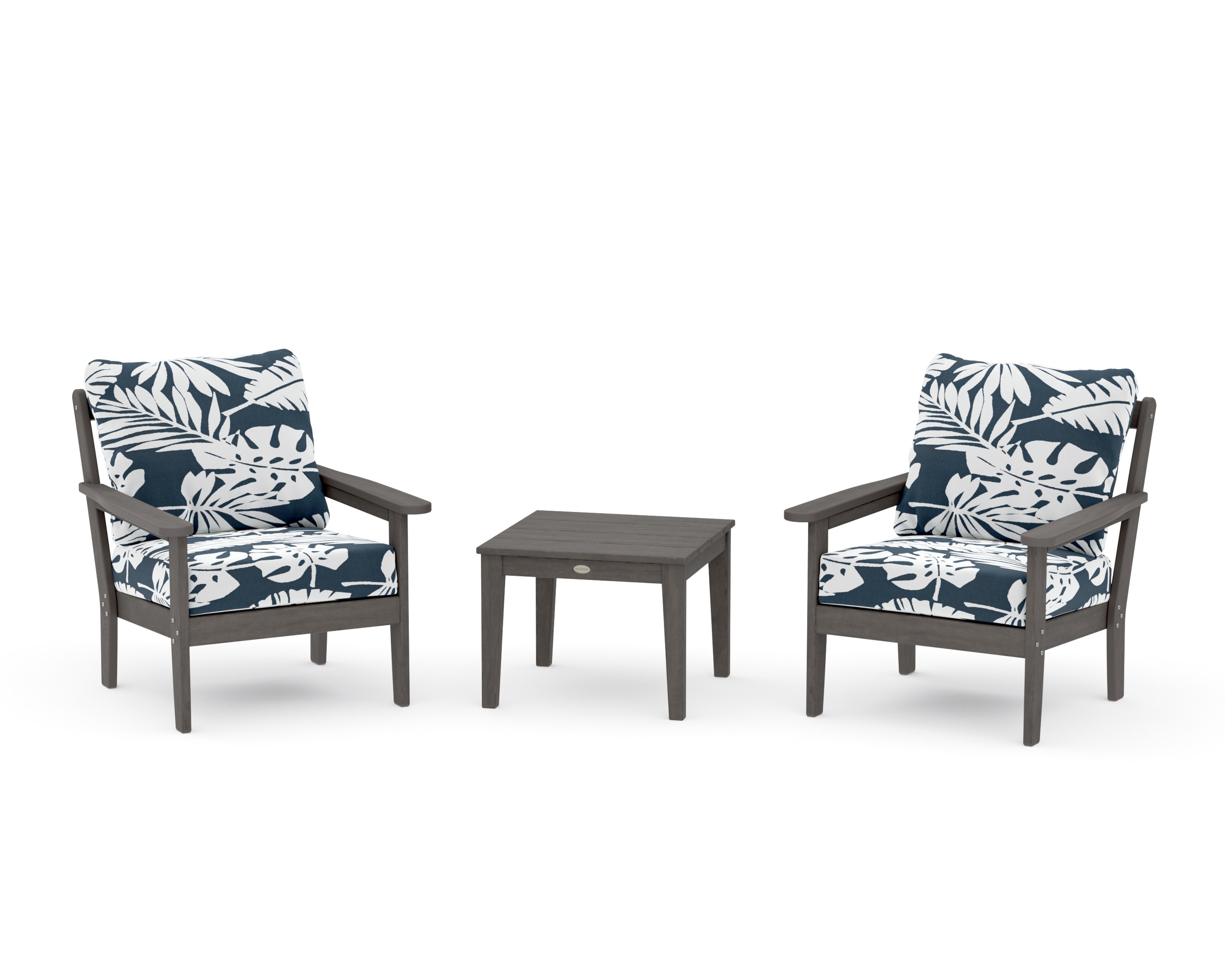 Cottage 3-Piece Deep Seating Set in Driftwood / Leaf Marine Indigo