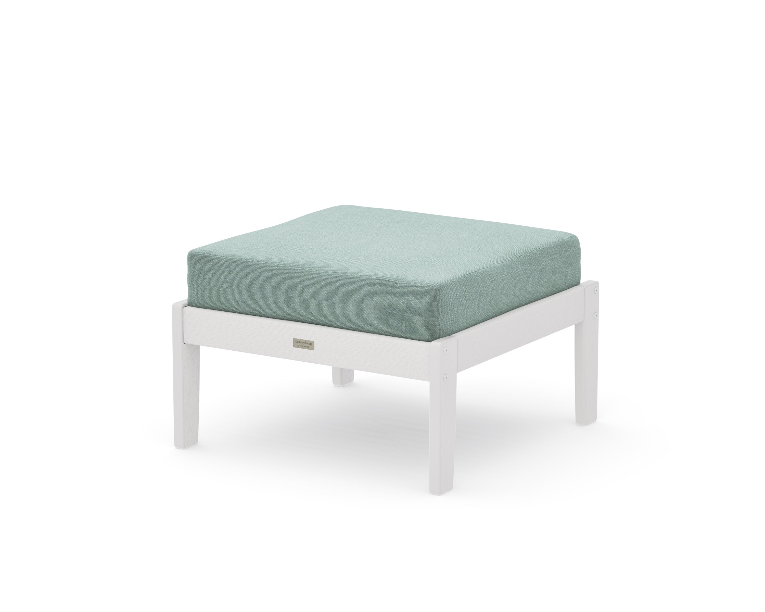Cottage Deep Seating Ottoman in Vintage White / Glacier Spa