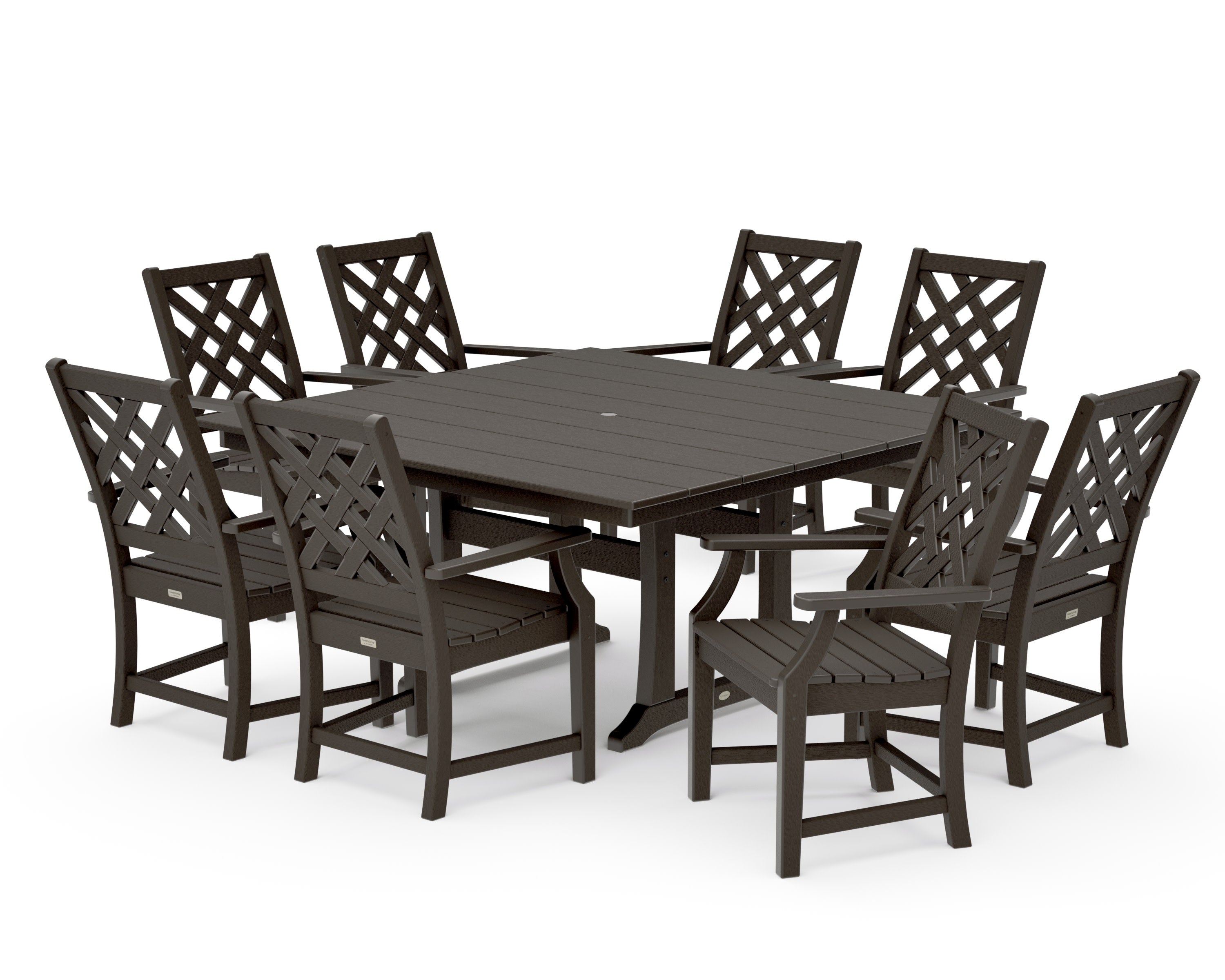 Wovendale 9-Piece Square Farmhouse Dining Set with Trestle Legs in Vintage Coffee