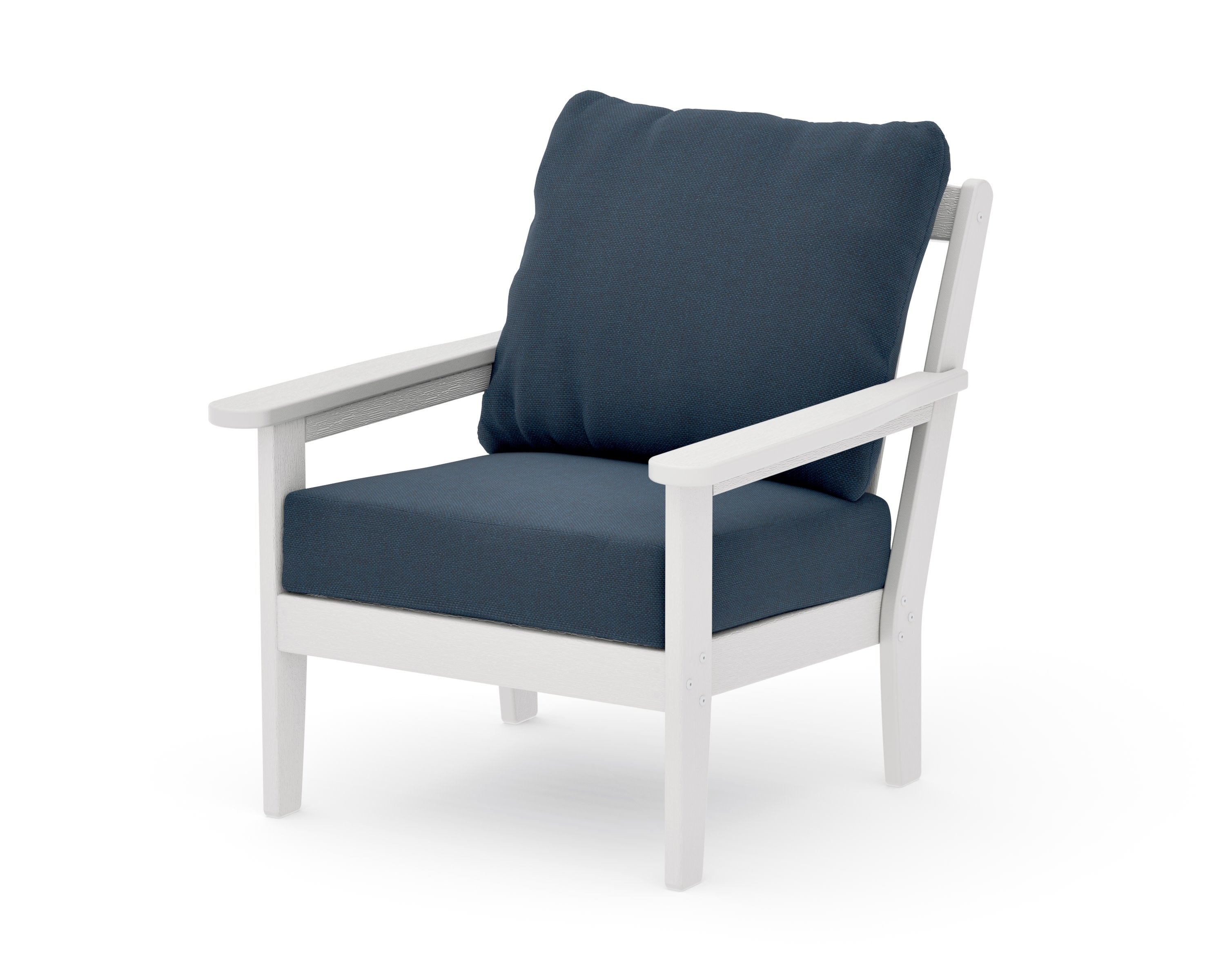Cottage Deep Seating Chair in Vintage White / Marine Indigo