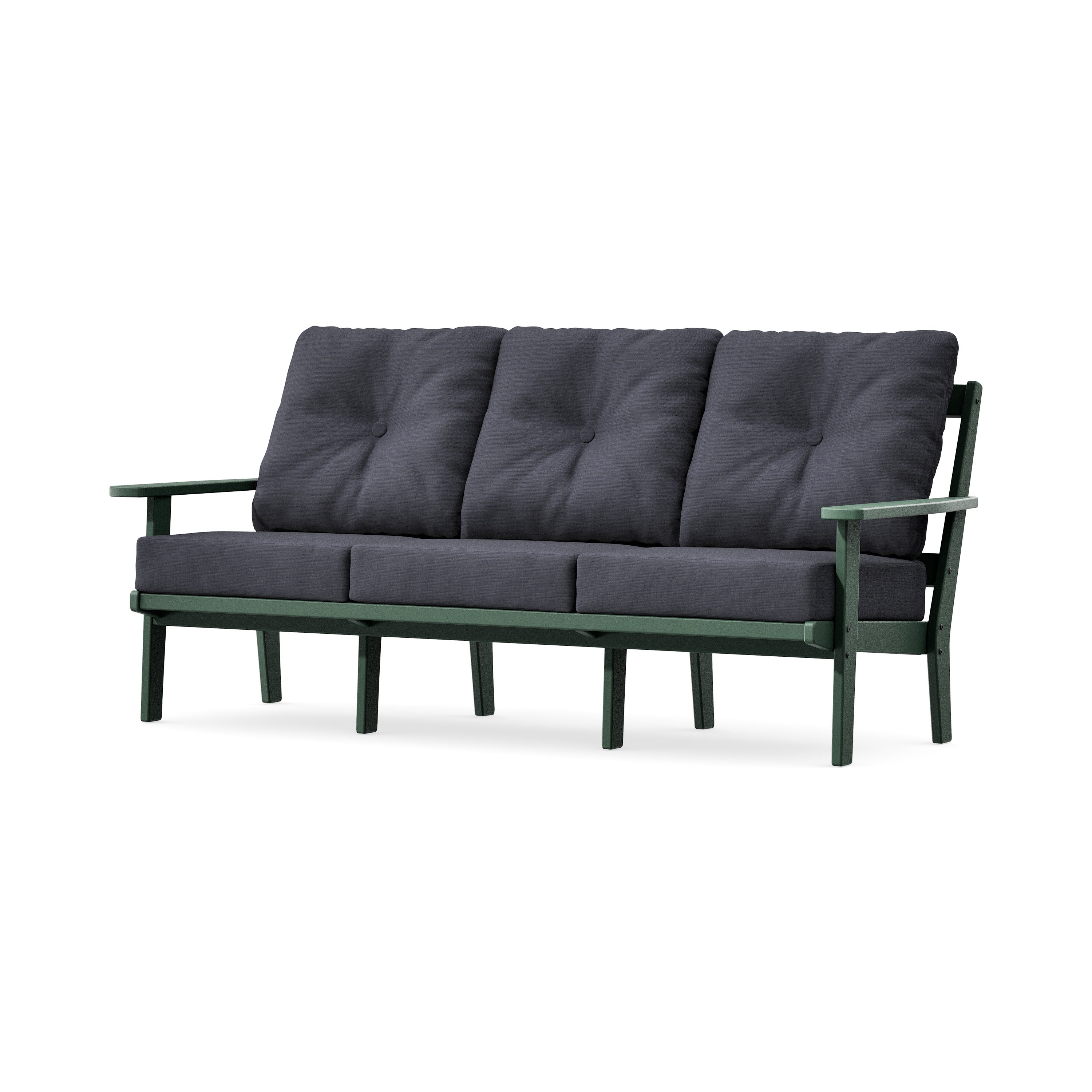 PrairieDeep Seating Sofa in Green / Midnight Linen