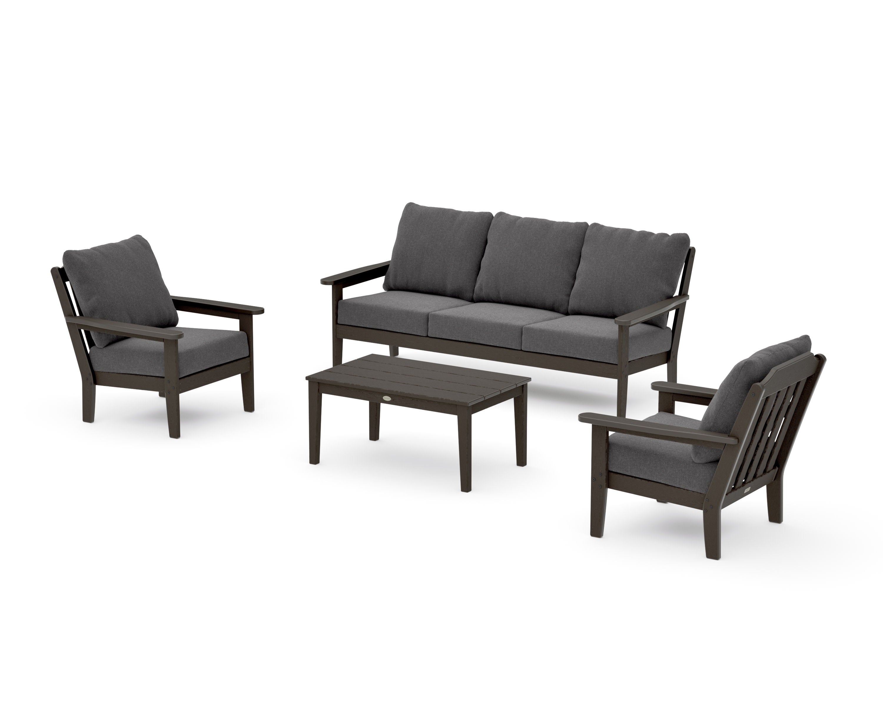 Cottage 4-Piece Deep Seating Set with Sofa in Vintage Coffee / Ash Charcoal
