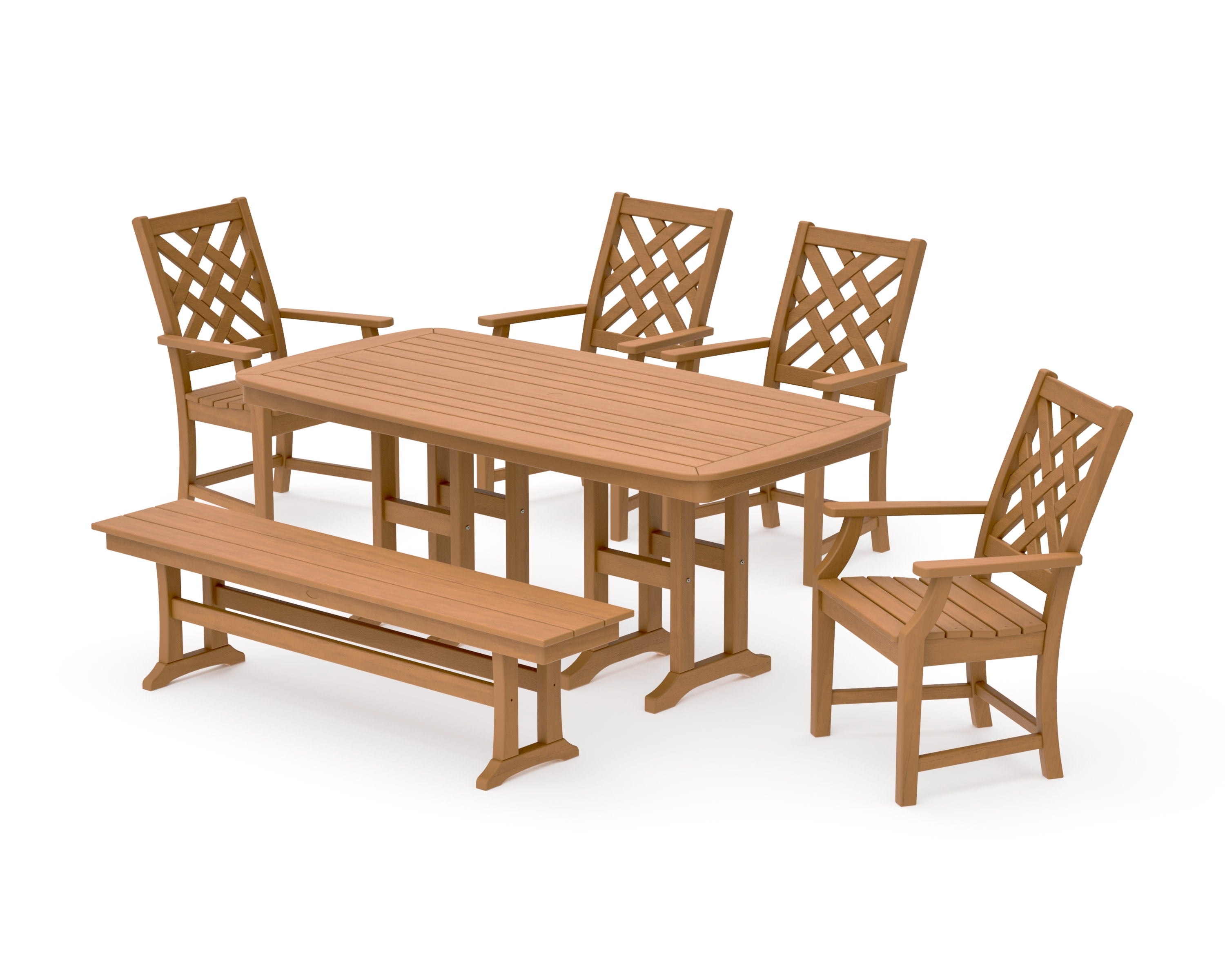 Wovendale 6-Piece Farmhouse Dining Set with Bench in Natural