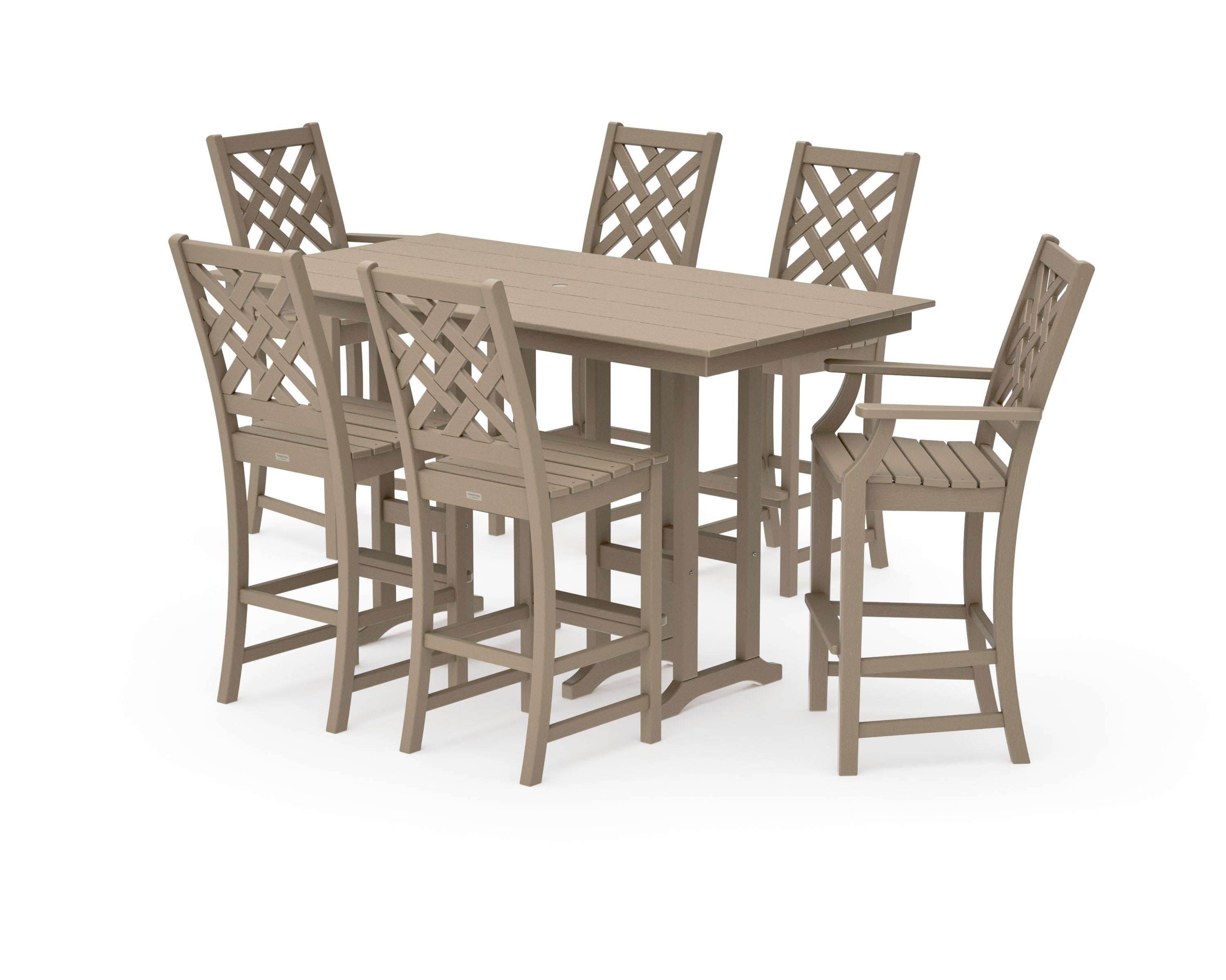 Wovendale 7-Piece Farmhouse Bar Set in Vintage Sahara